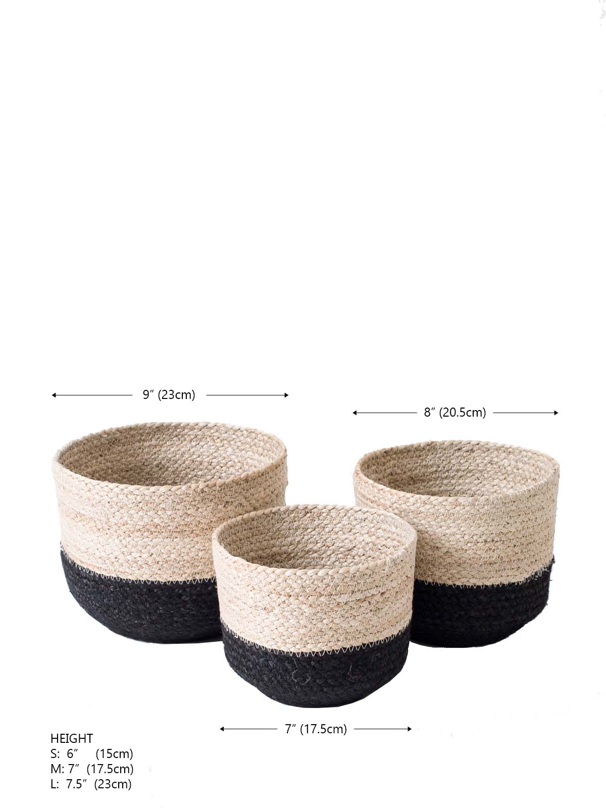 Korissa Naiya Bin dimension chart, three nested sizes shown