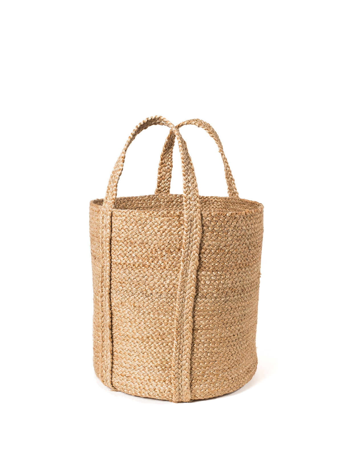 Korissa Kata Basket with Handle, single, natural jute, white background