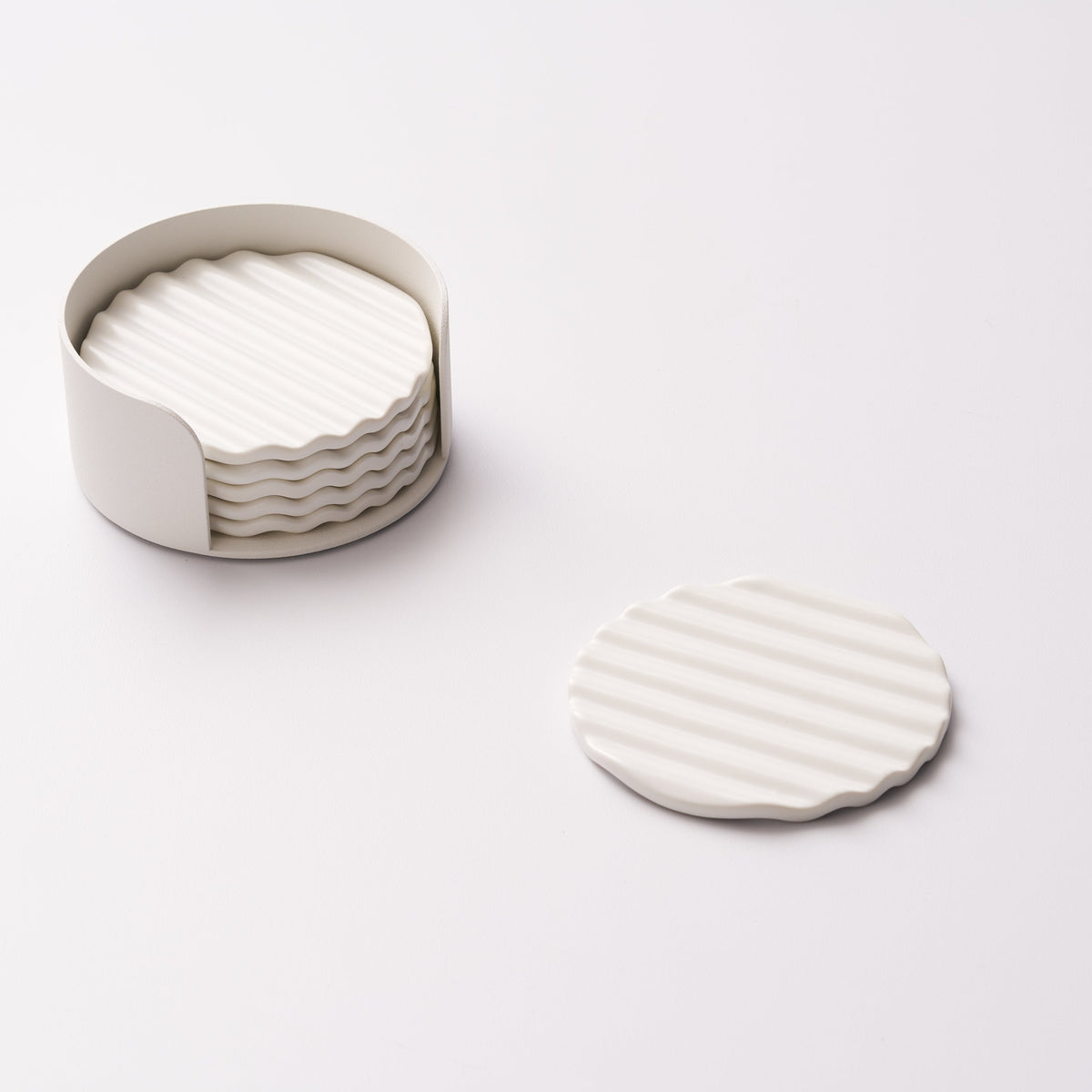 Wave Coaster Set - Ceramic + Steel