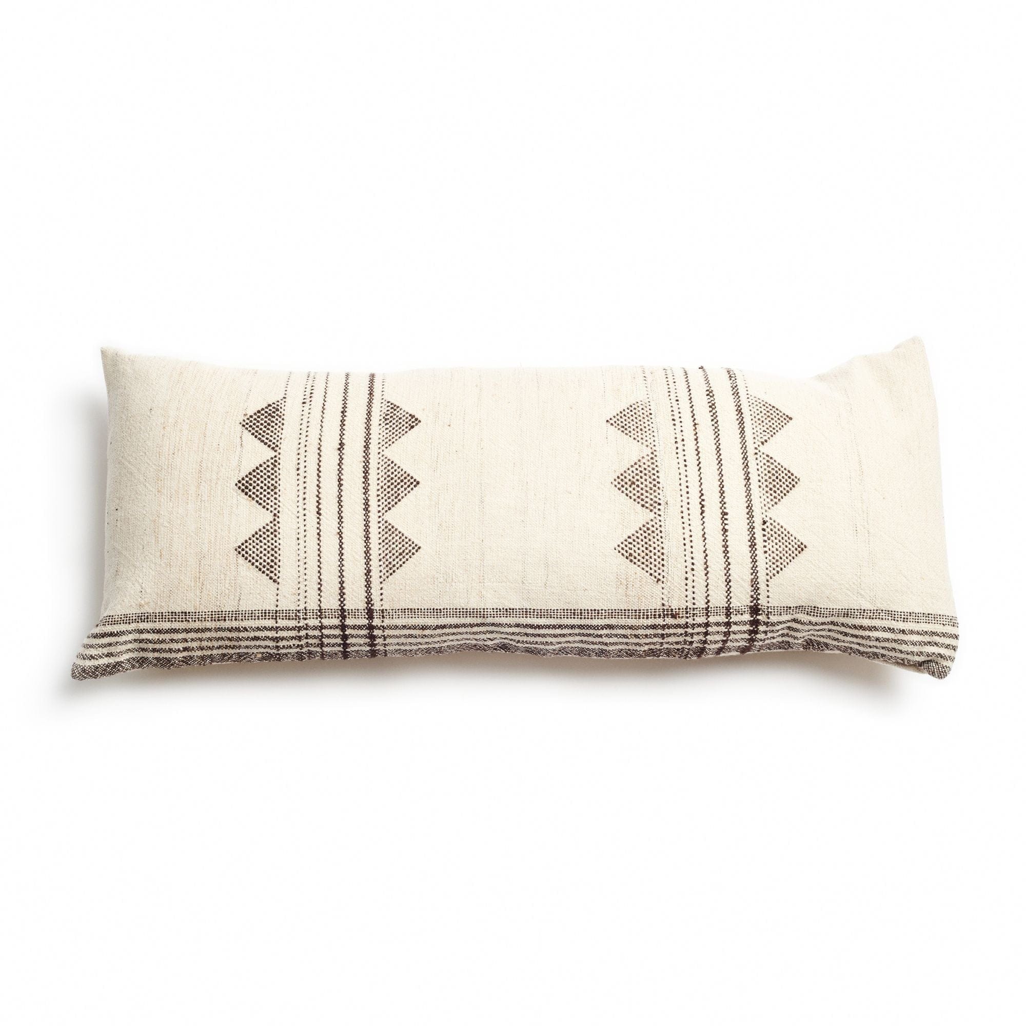 Kora White And Black Handloom Large Lumbar Pillow