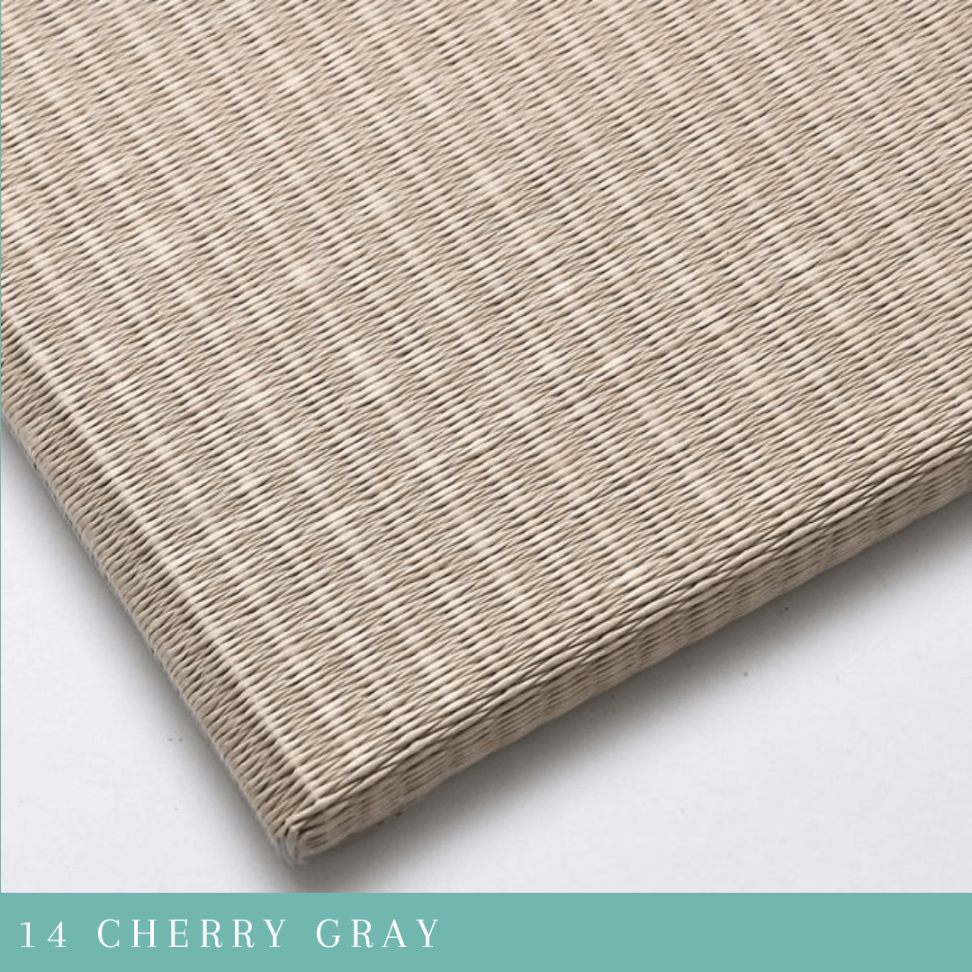 Japandi Tatami Mat — Neutral Weave Closeup 14CHERRYGRAY