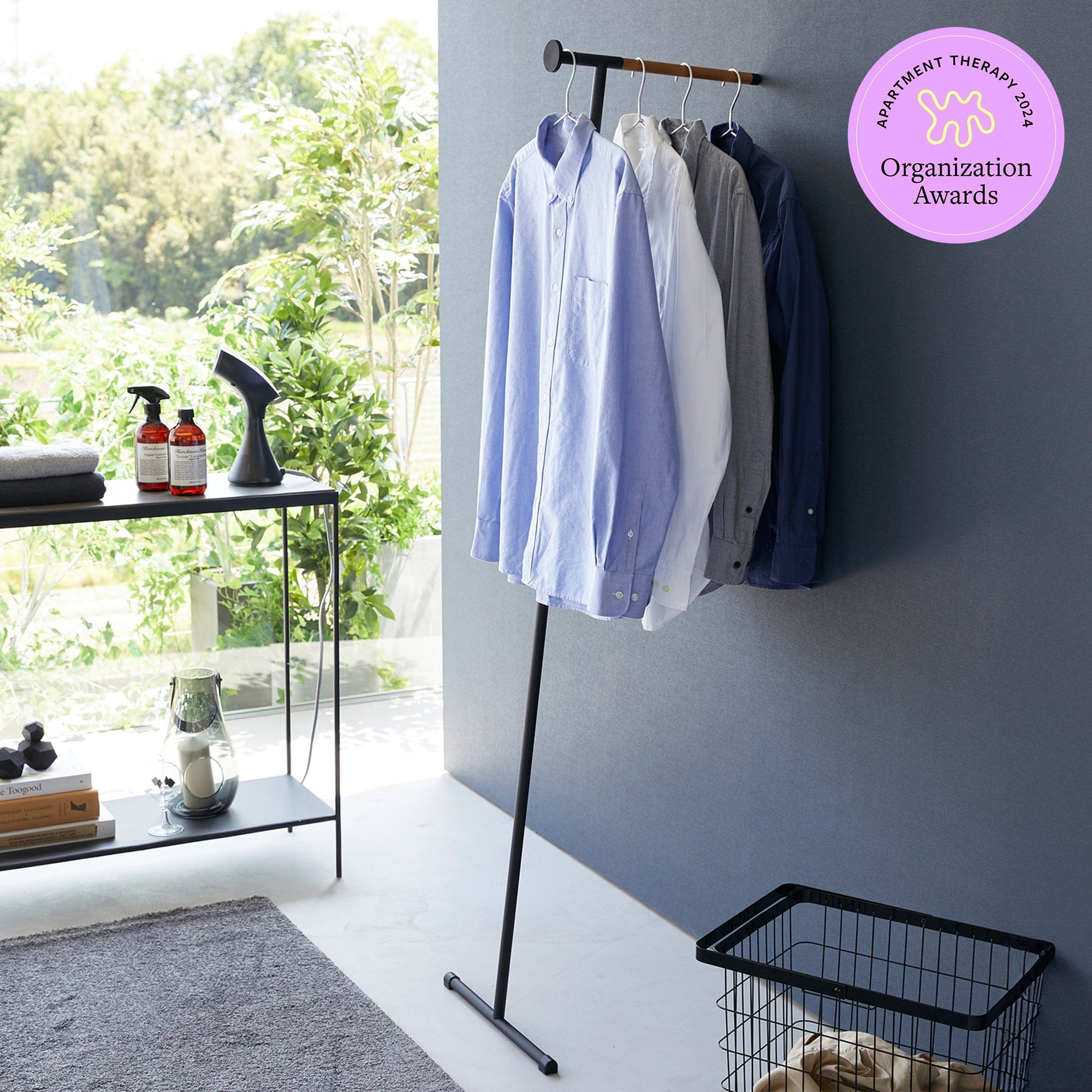 Leaning Clothes Hanger (64" H)  - Steel + Wood