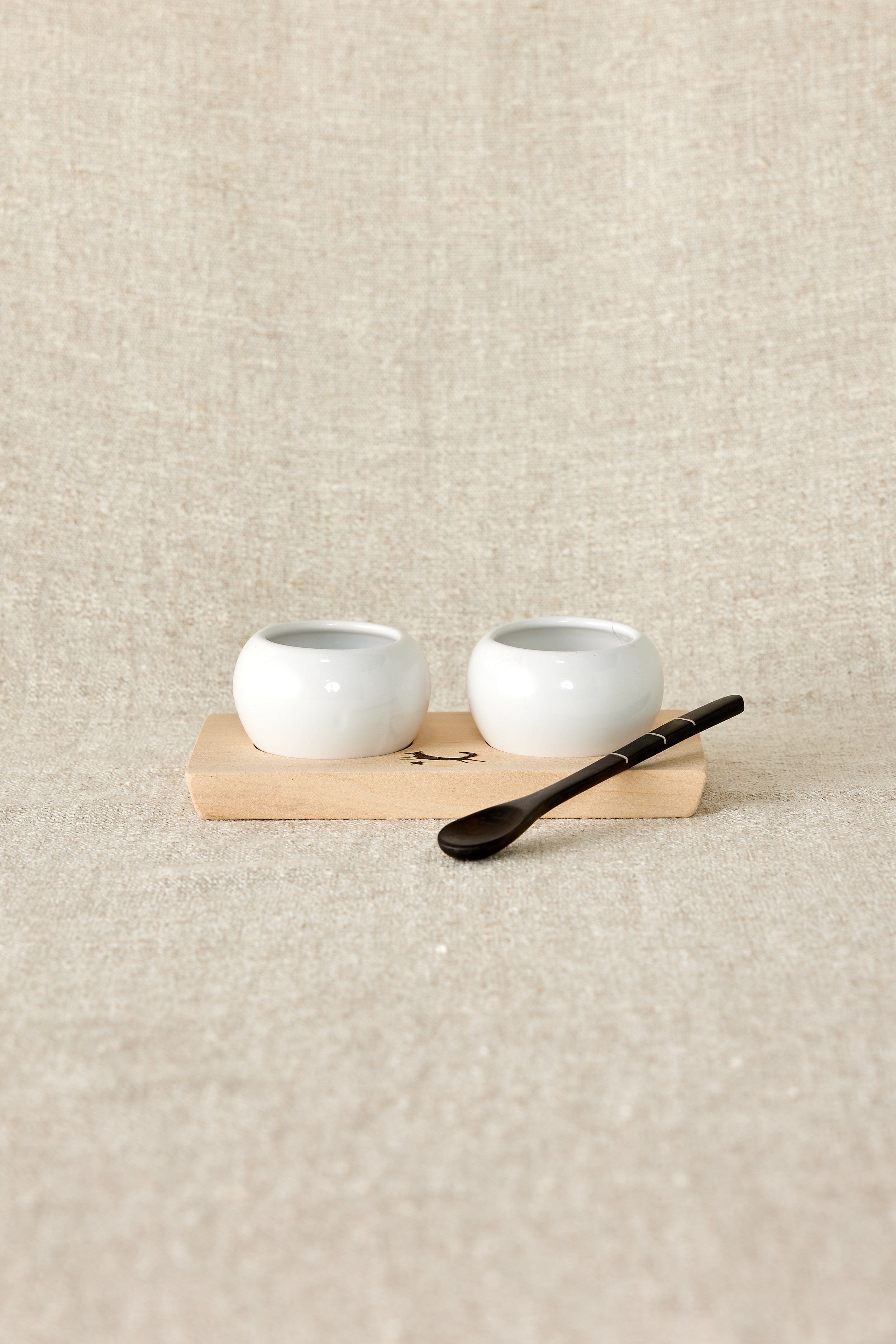 Dipping & Spice Wooden and Ceramic Bowl Pair
