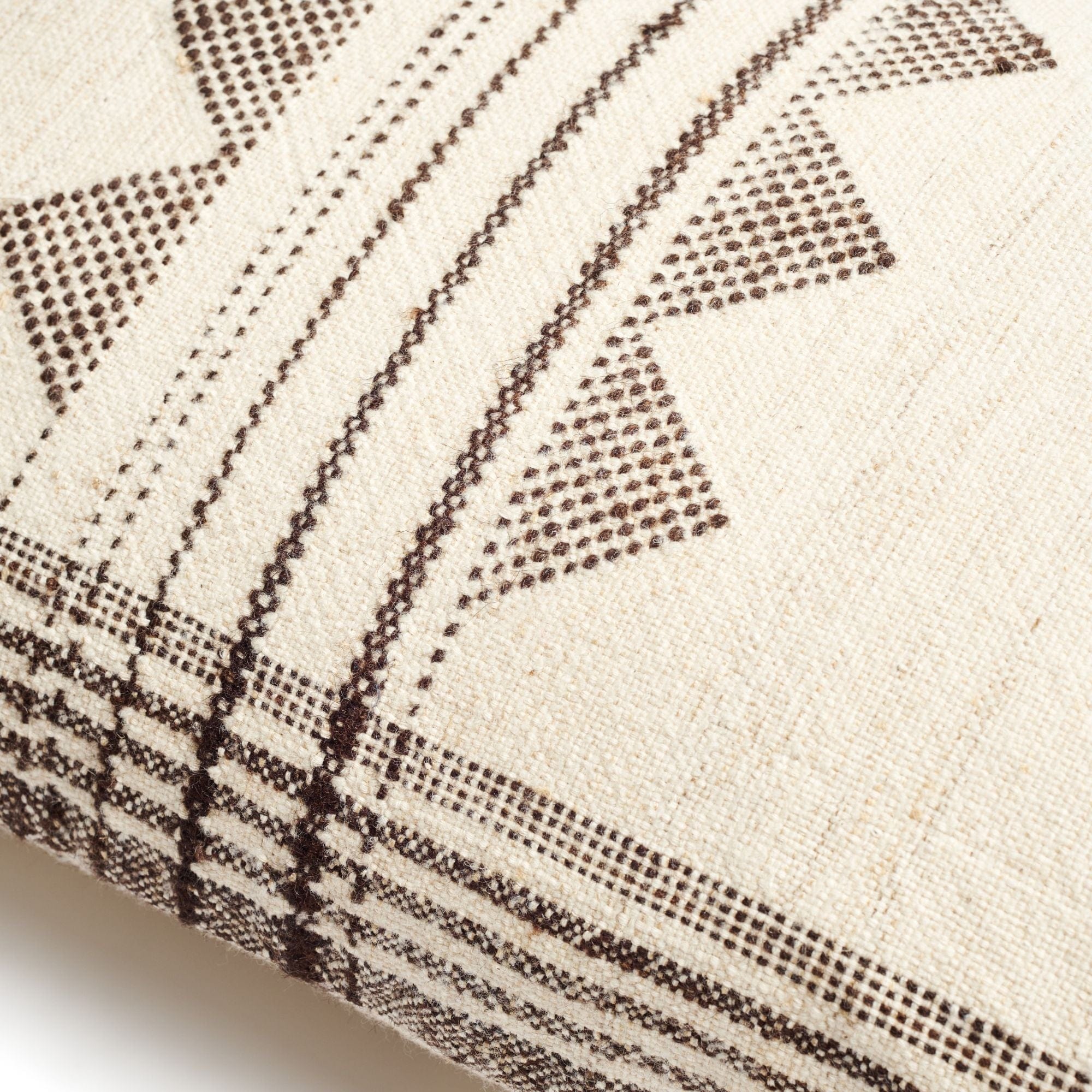 Kora White And Black Handloom Small Lumbar Pillow