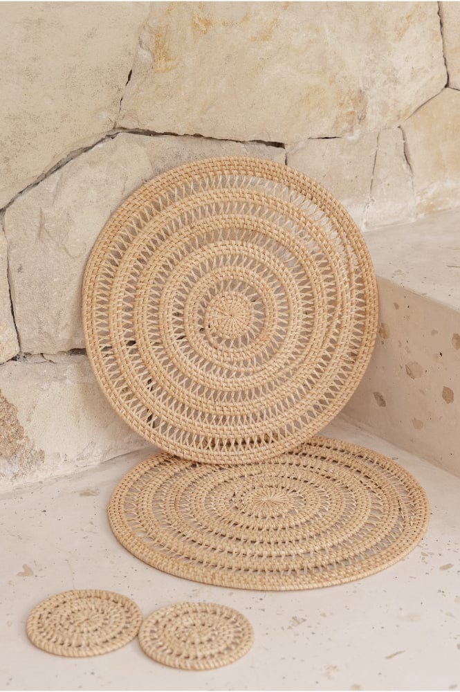 Woven Rattan Coaster Set