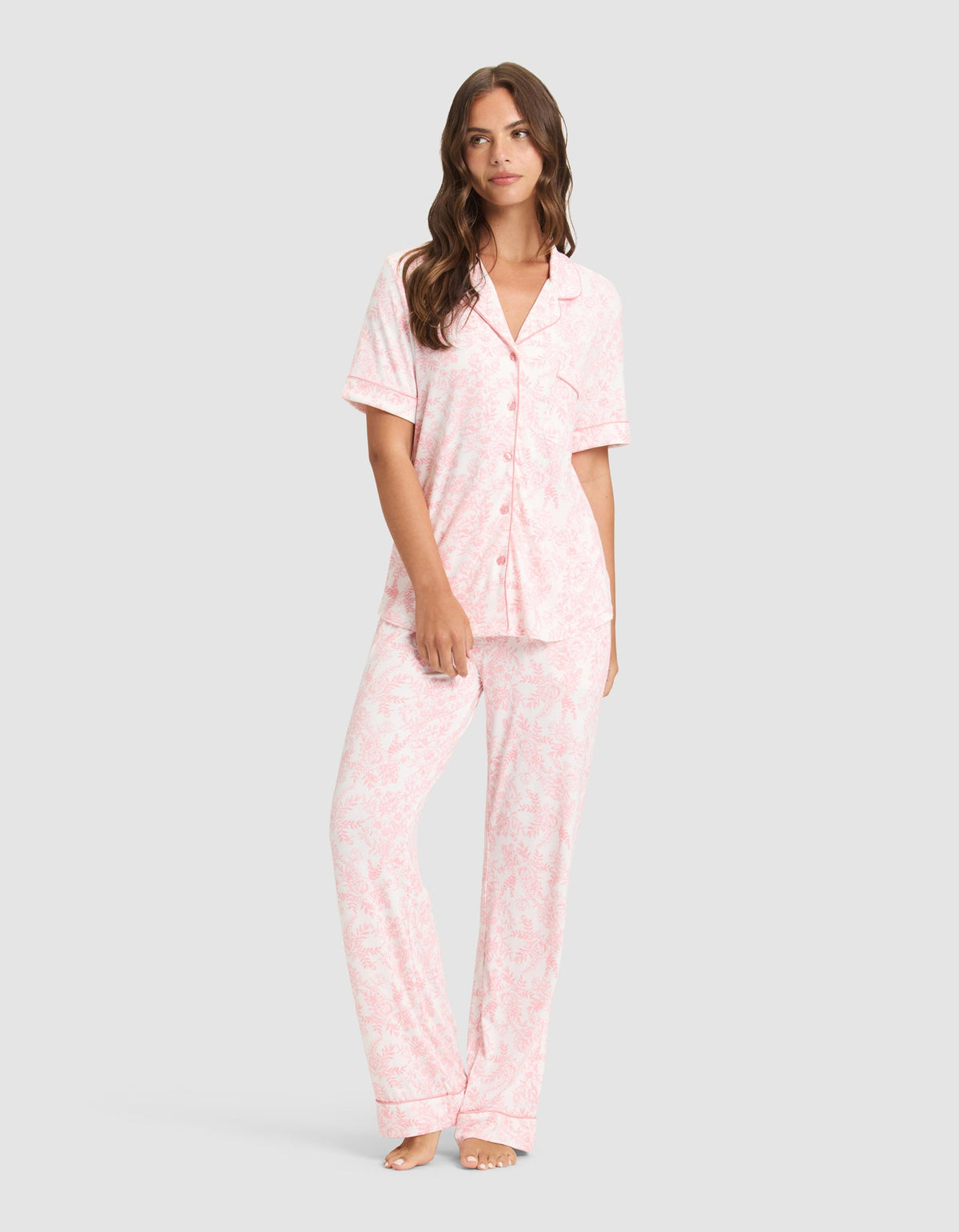Women's Bamboo Stretch-Knit Short Sleeve & Pant Pajama Set