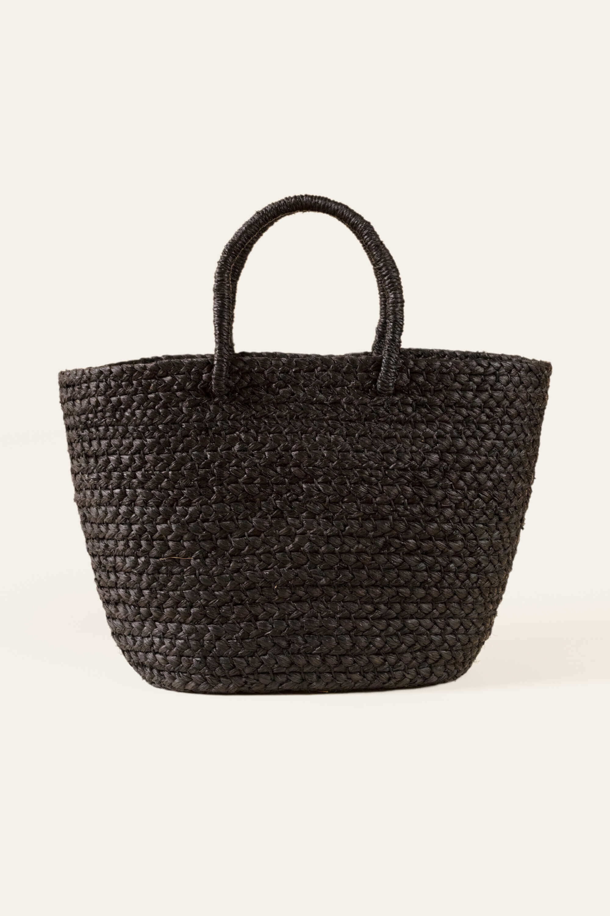 Braided Raffia Day Bag Black – Handmade Natural Fiber Tote