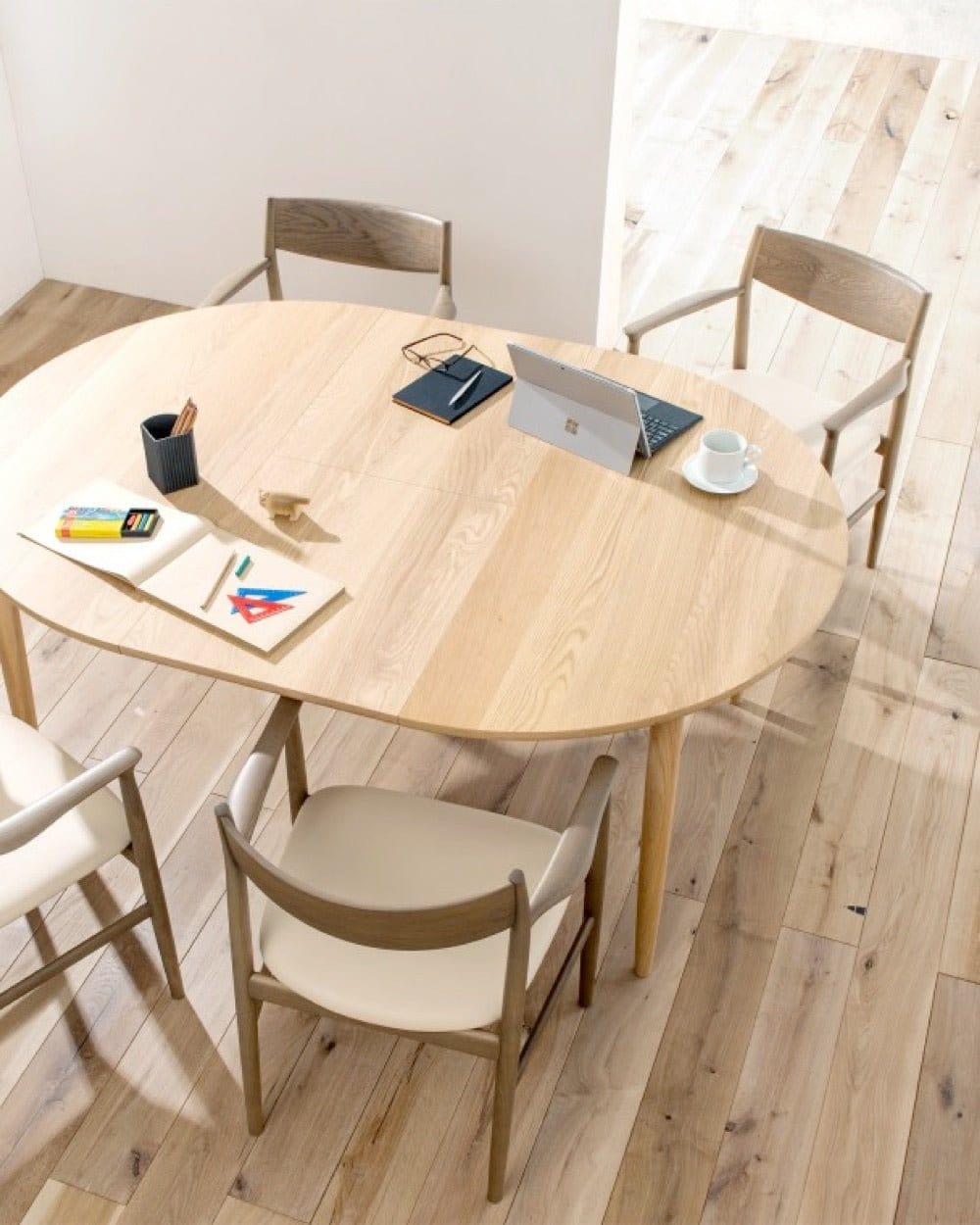 Japanese Ash Natural, MOM Round Extension Table by CondeHouse