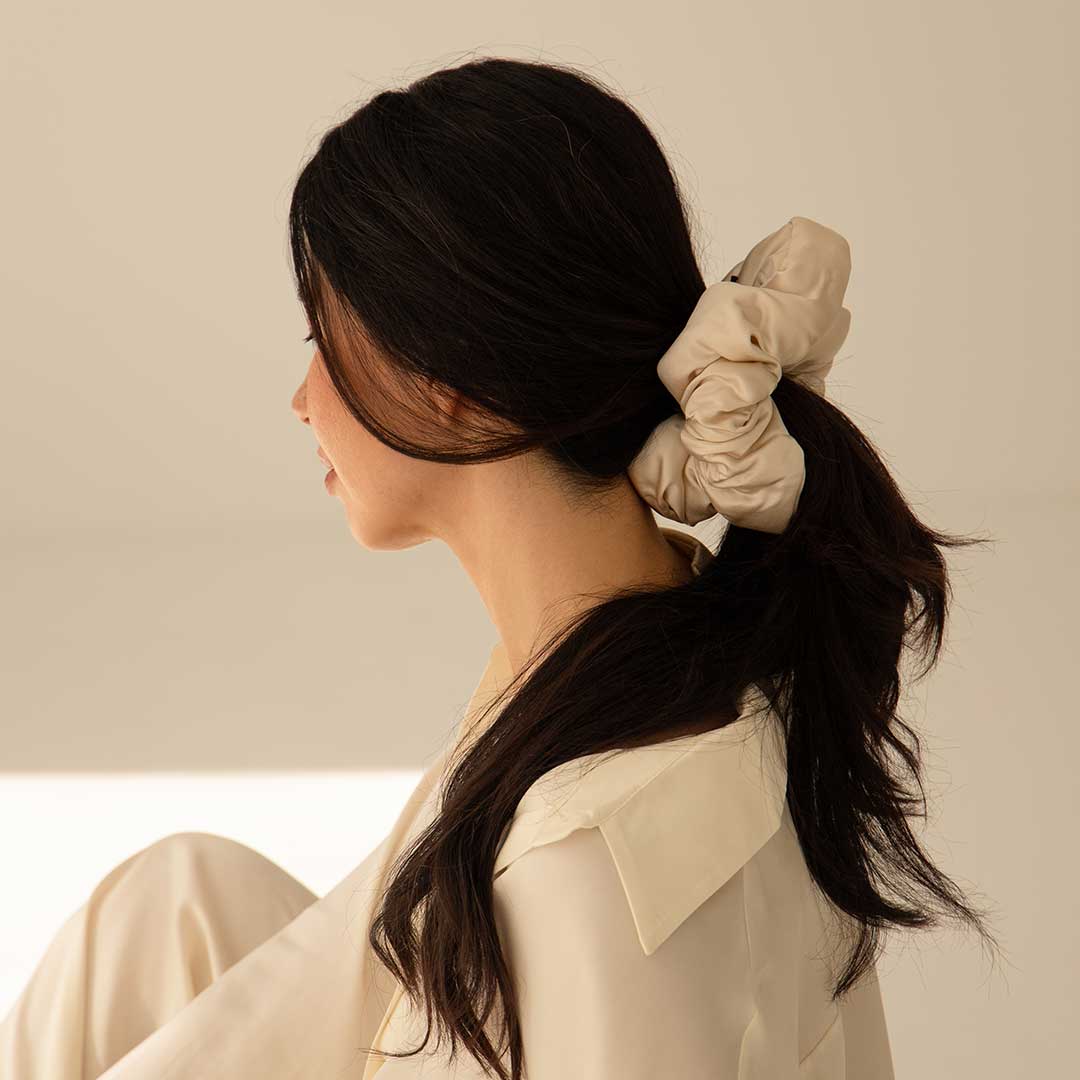 Dusty Gold - Padded Scrunchie on Hair