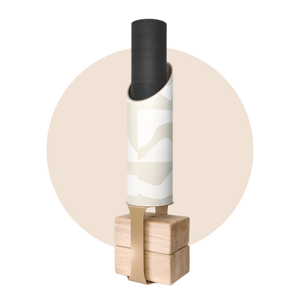 Minimal yoga storage bundle with mat tube and block stand, as shown Figures Yoga Tube and Gold Stand