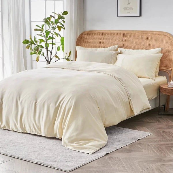 SIJO AiryWeight Eucalyptus Duvet Cover in a neutral bedroom