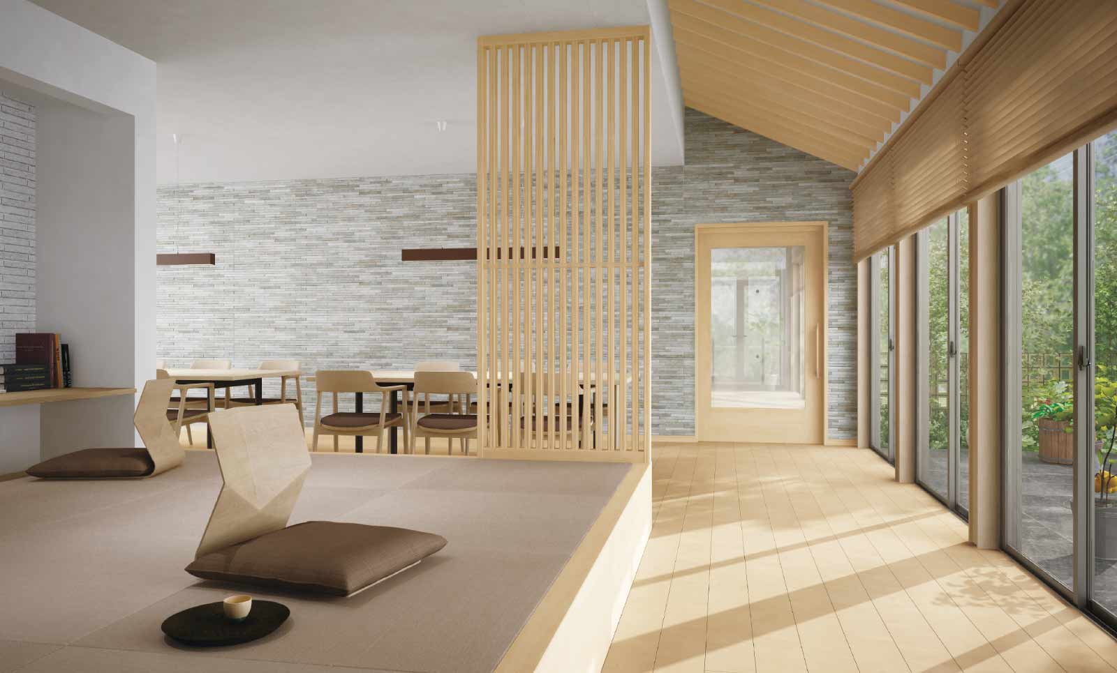 Saien-Sparkle CHERRY GRAY Tatami Mat in modern room