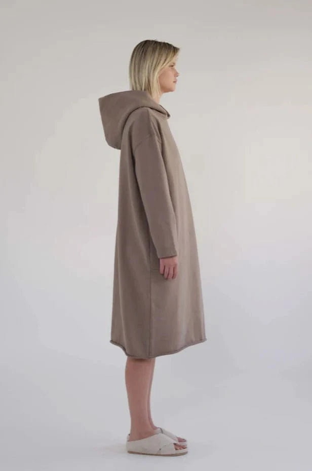 Garment Dye Cotton Fleece Hoodie Dress