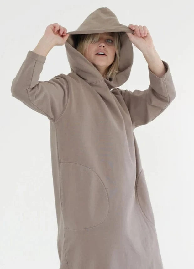 Garment Dye Cotton Fleece Hoodie Dress
