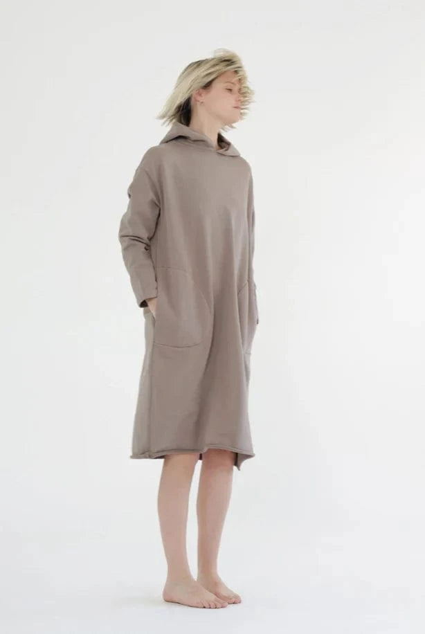 Garment Dye Cotton Fleece Hoodie Dress