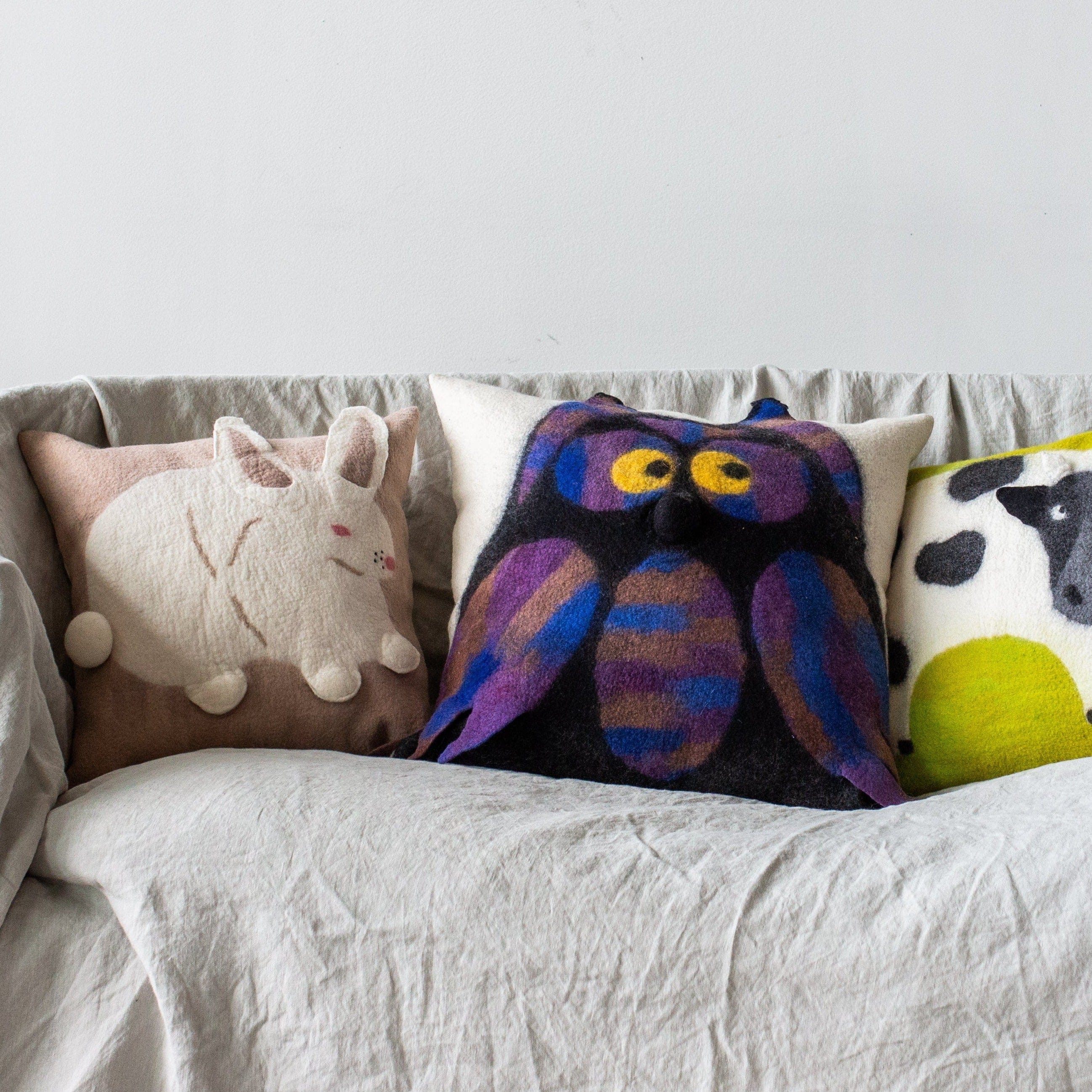 Bunny Rabbit Blush Wool Throw Pillow