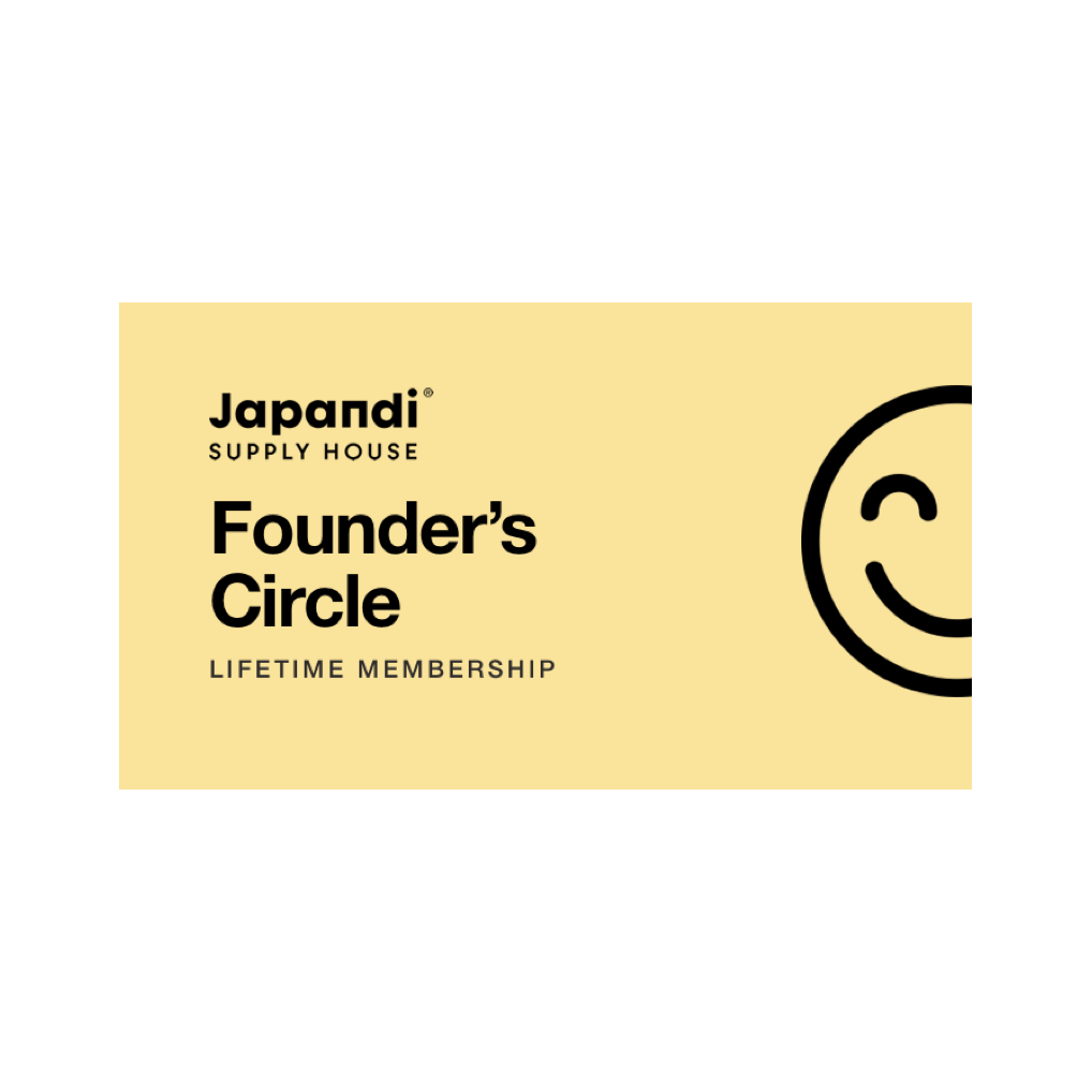 Japandi Supply House Founder’s Circle Lifetime Membership card and curated calm gift box.