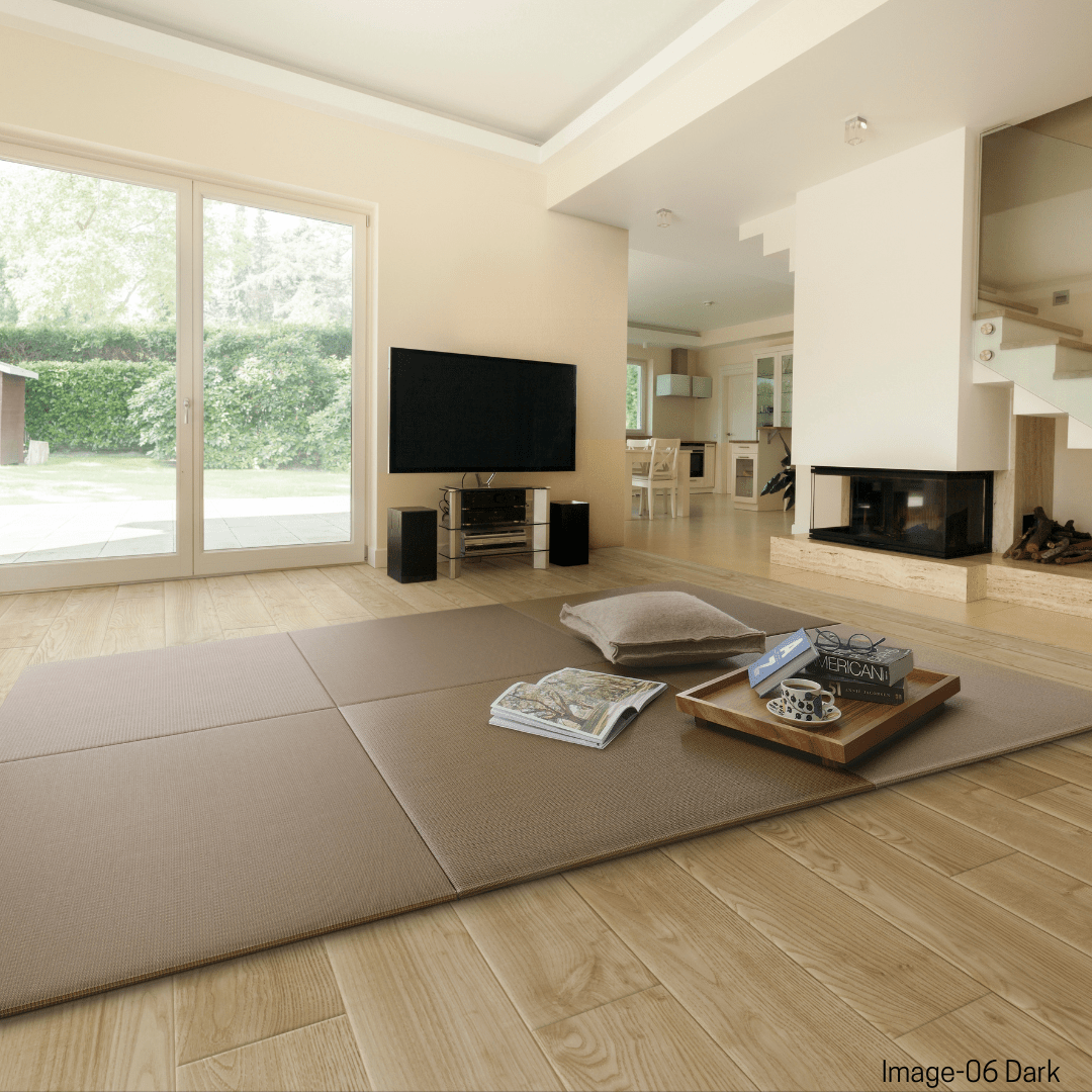 Japandi Tatami Mat — Single Mat Layout DARK in Open Living Space