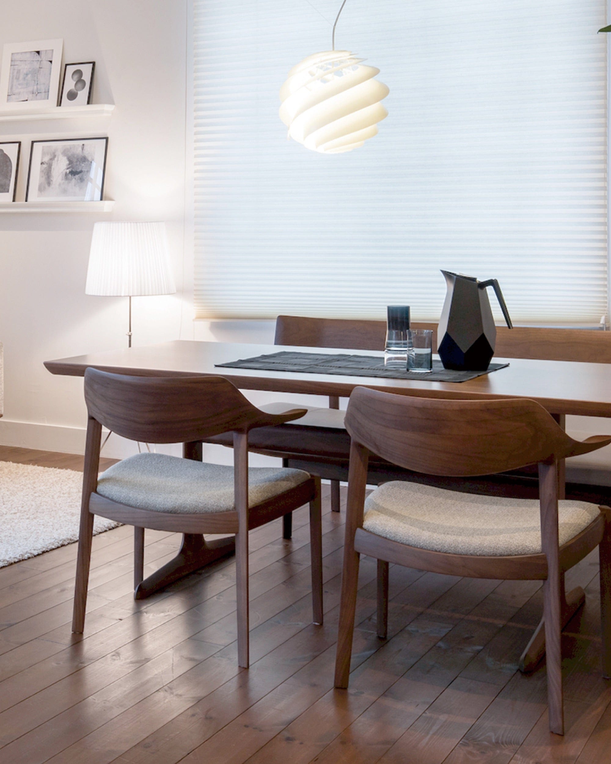 Japandi dining and workspace featuring CondeHouse WING Armchairs