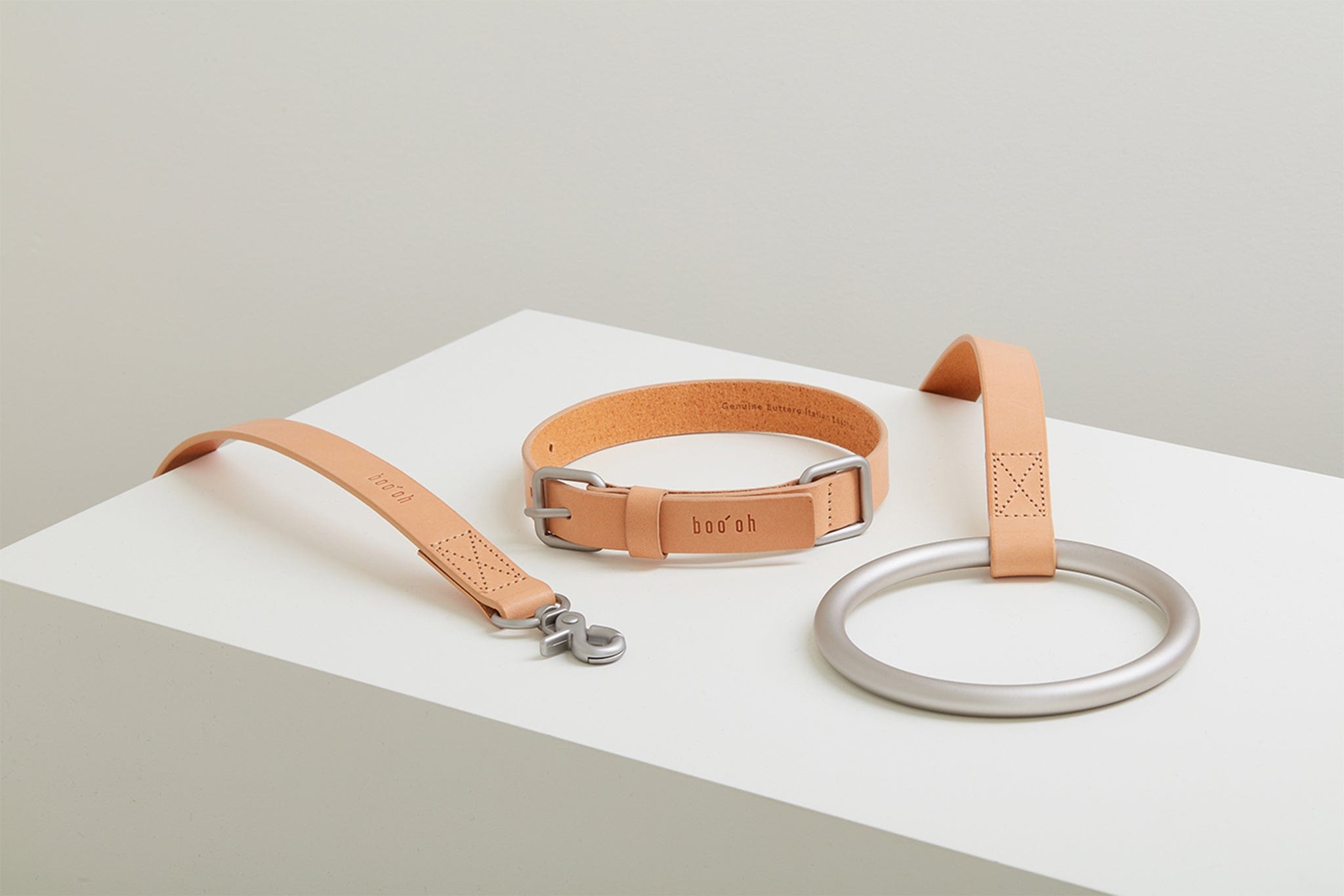 Lumi Collar, Silver + Tan