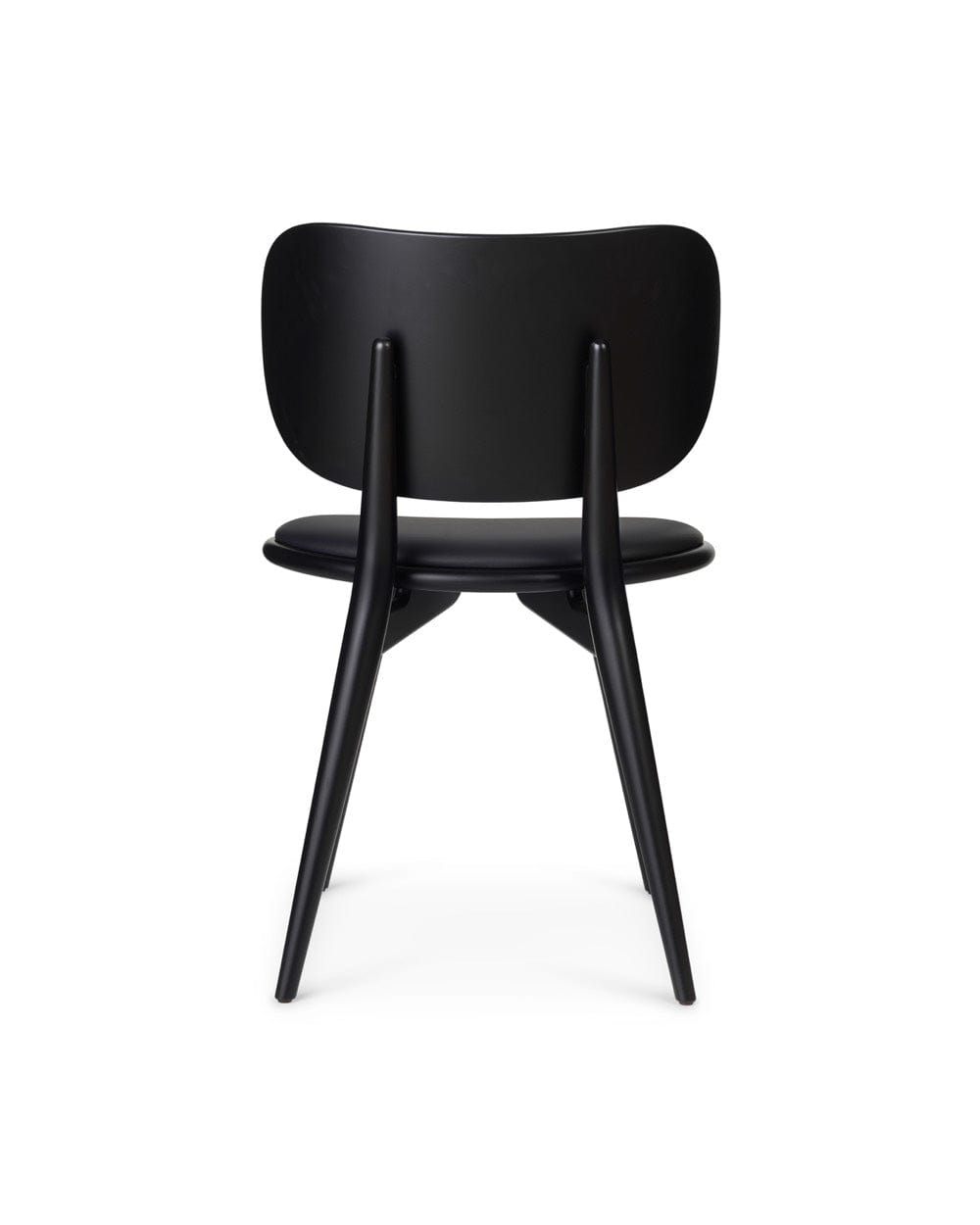 Mater The Dining Chair rear view in black stained beech and black leather