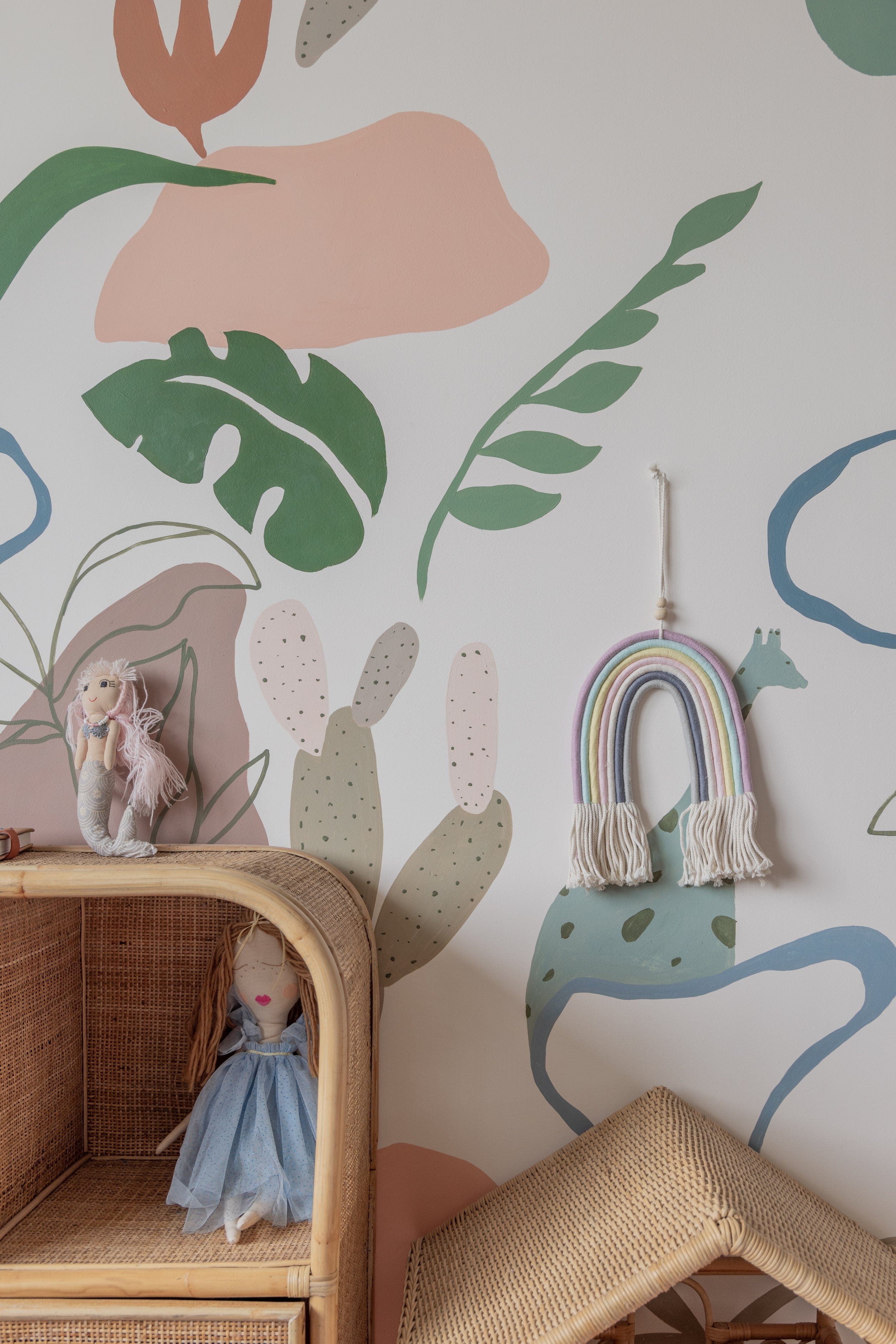 Mia Macrame Rainbow in room on wall