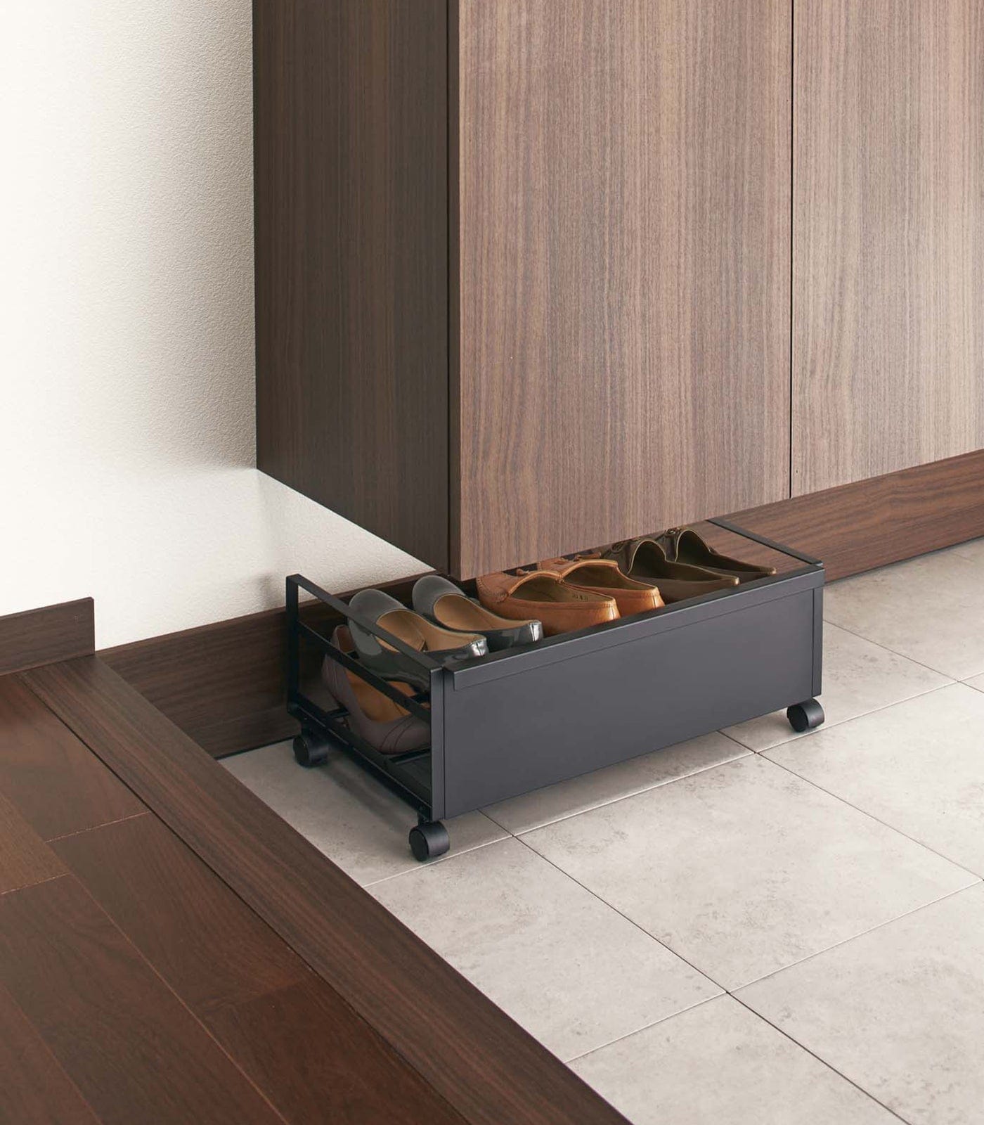 Modern steel shoe rack for entryway organization