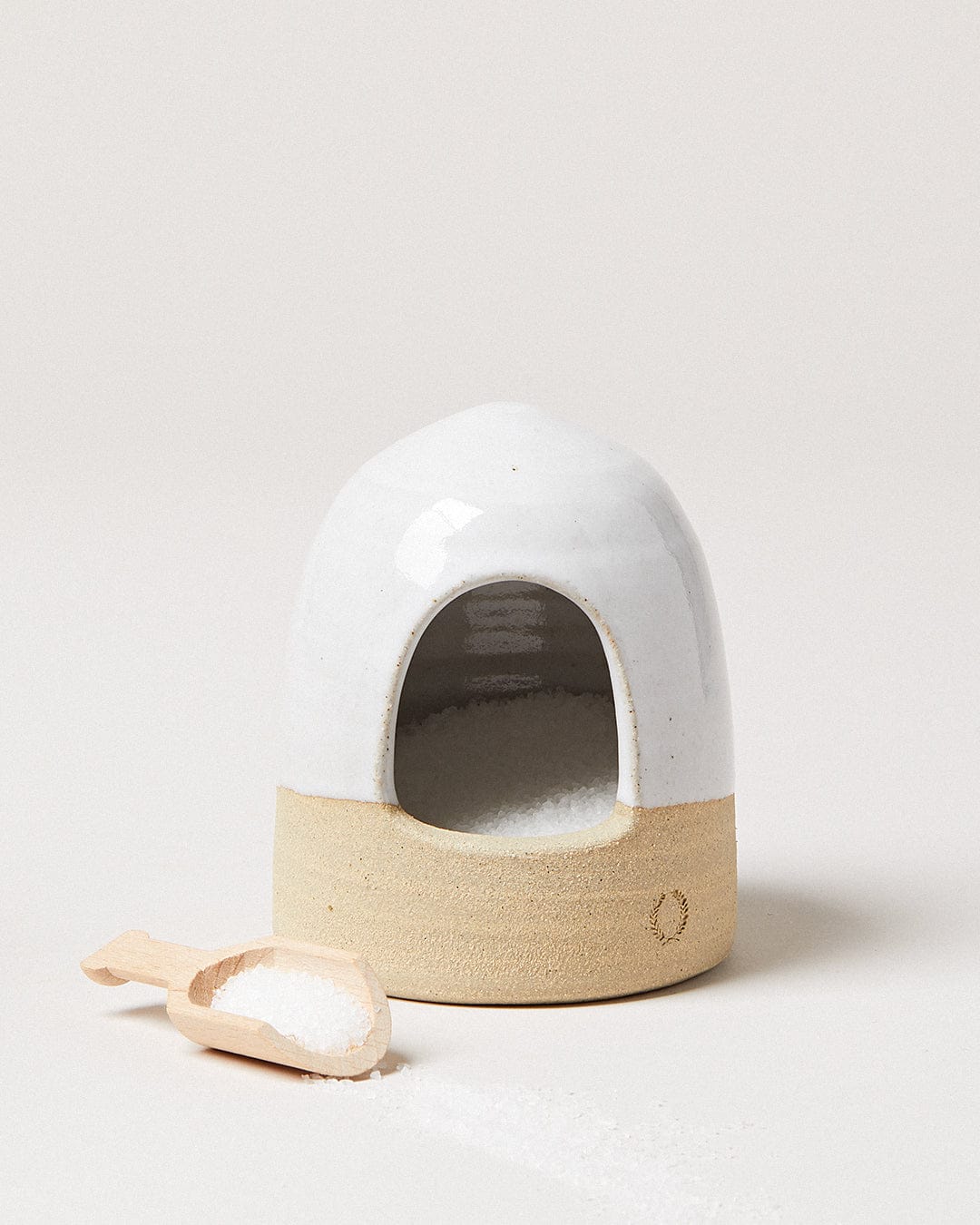 Beehive Salt Cellar & Spoon by FarmHouse Pottery in a timeless Japandi-inspired home