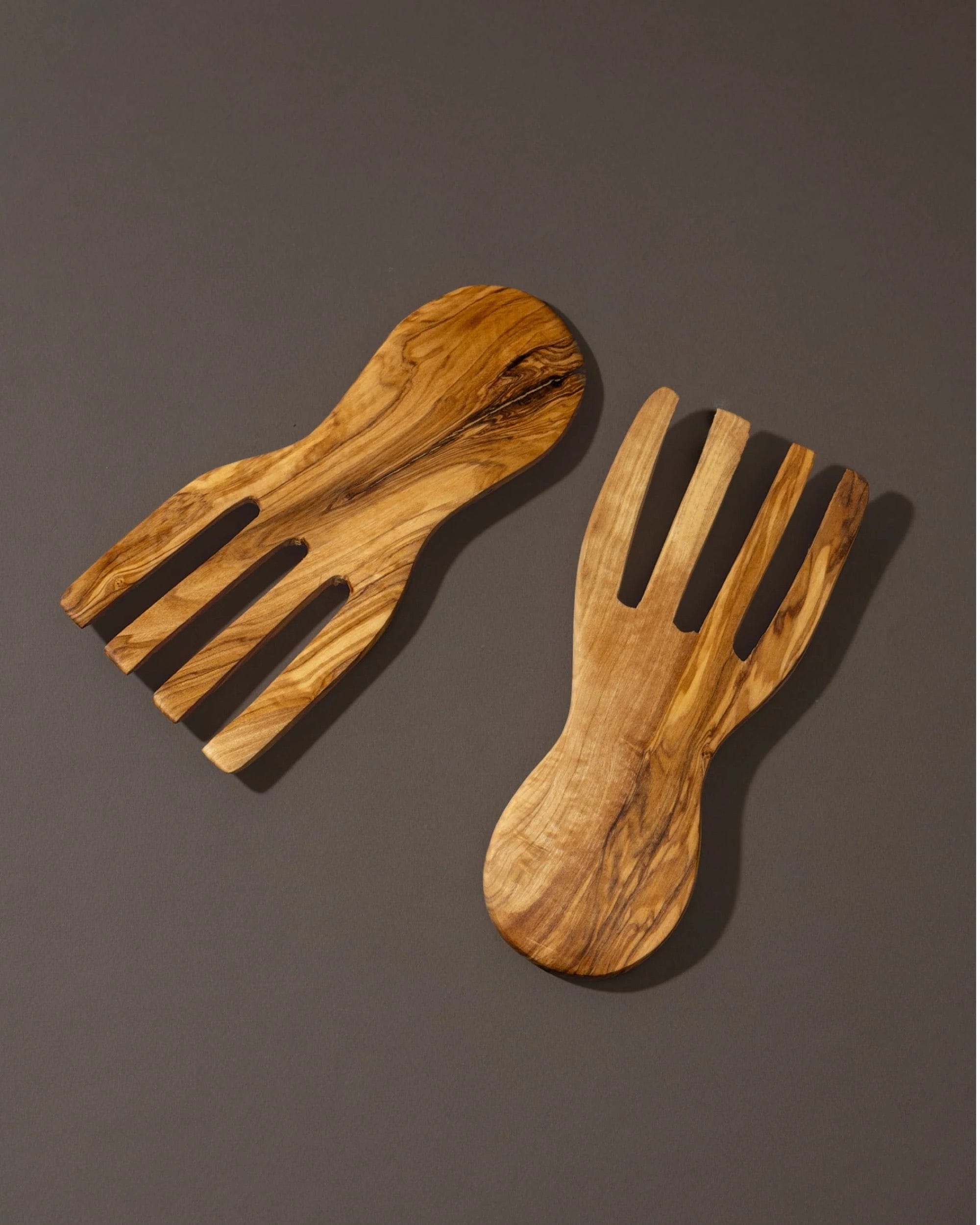 Olive Wood Serving Spatula Forks - Pair