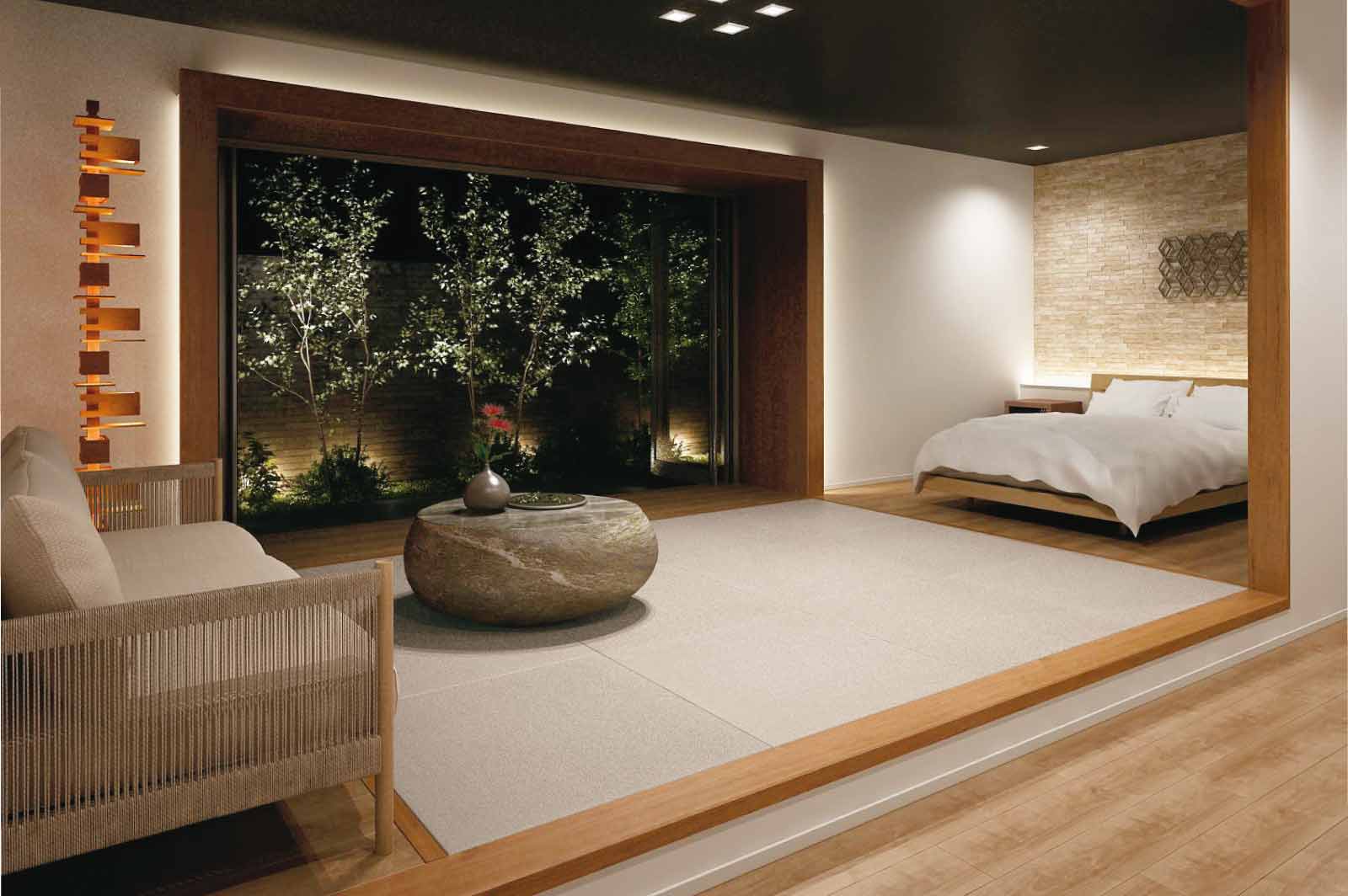 Saien-Sparkle CHERRY GRAY Tatami Mat in living room