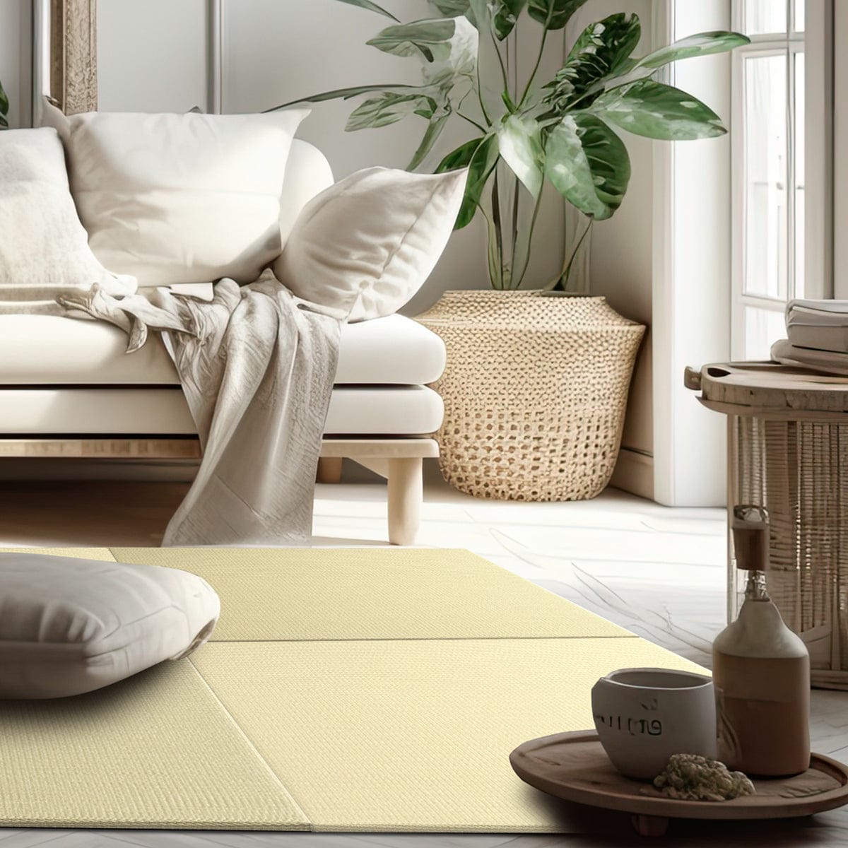 Saien IVORY Japandi Tatami Mat in living room space