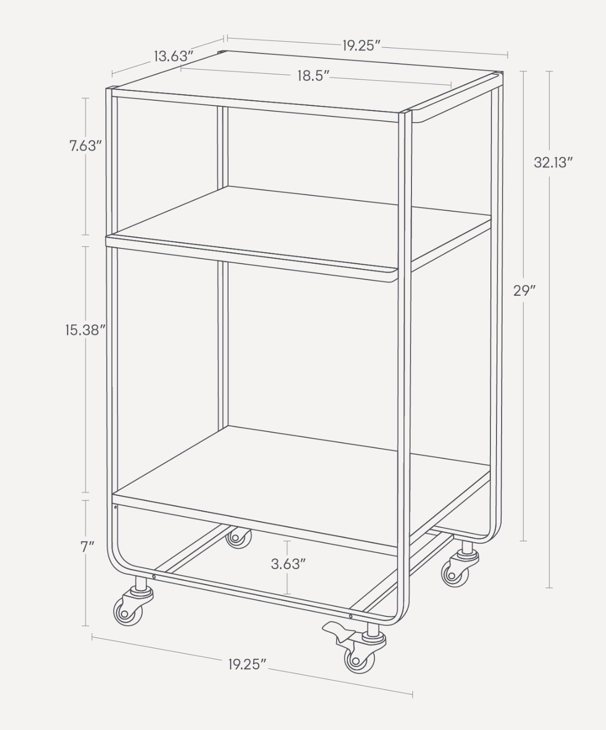 Rolling Utility Cart (32" H) - Steel