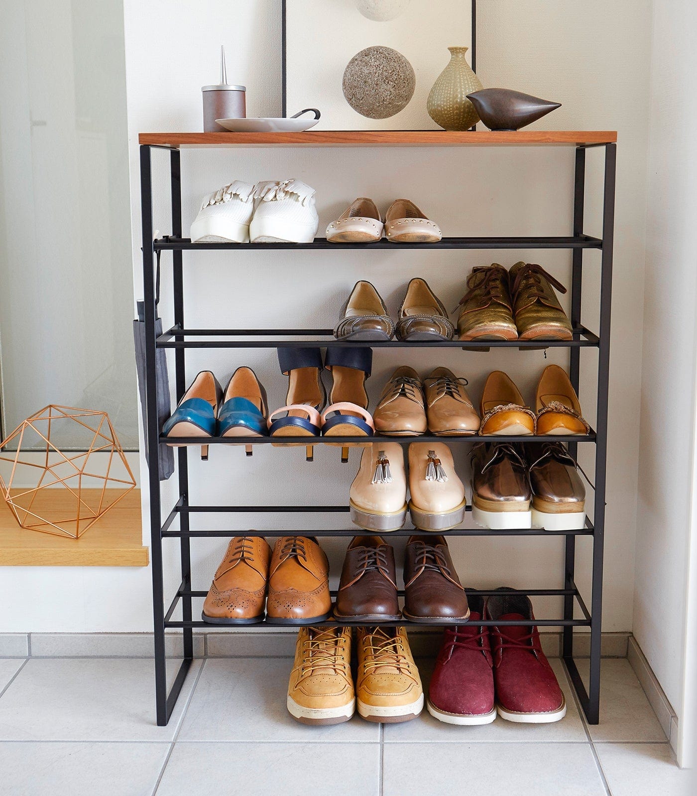 Six-Tier Shoe Rack (34" H) - Steel in Black