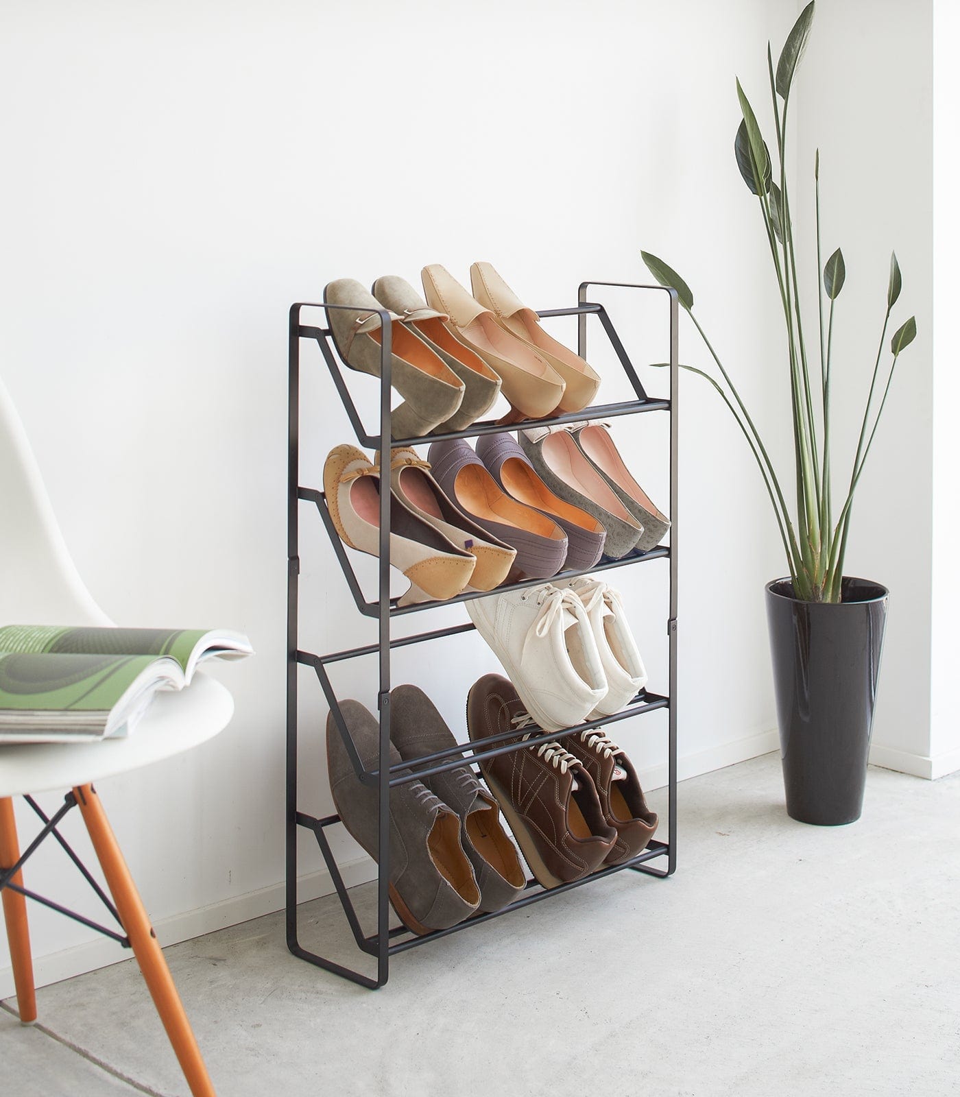 Slim Shoe Rack (31" H) - Steel in Black with Shoes