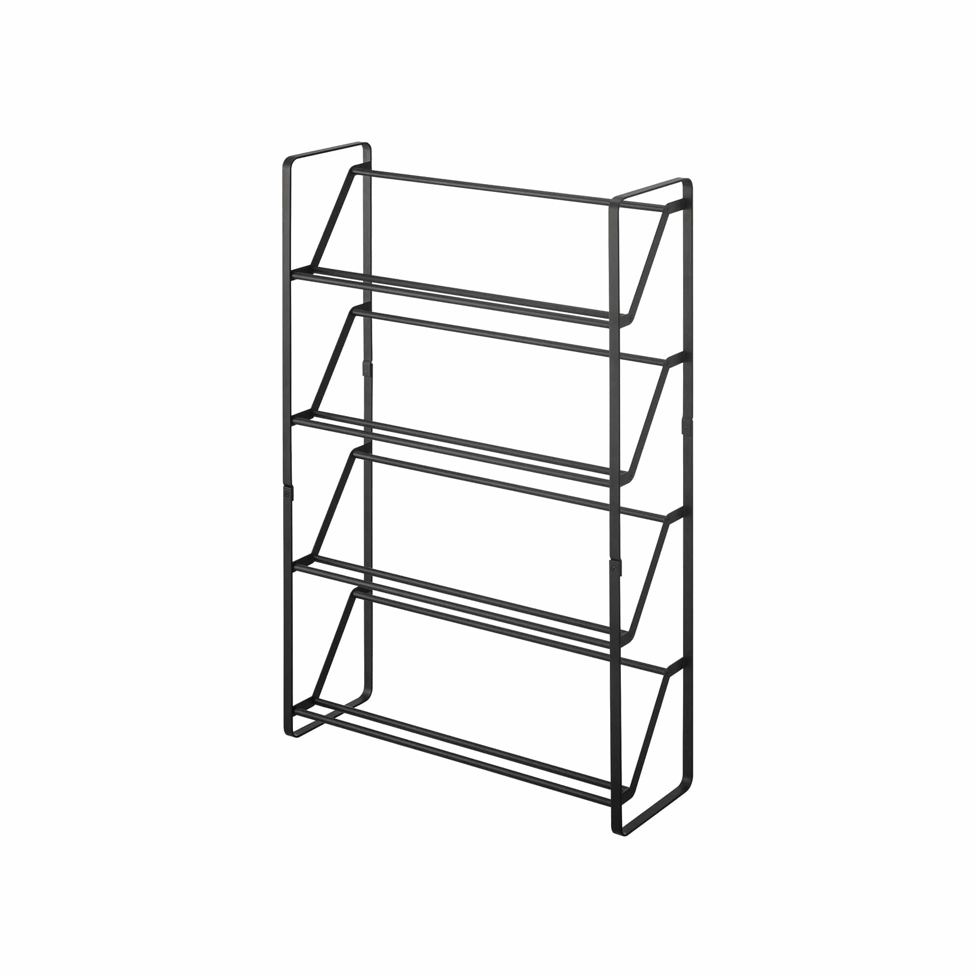Slim Shoe Rack (31" H) - Steel in Black with Shoes in Black on White Background