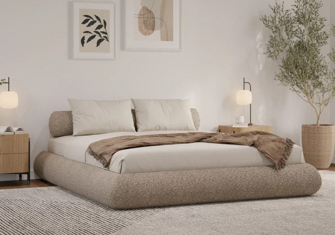 SoftFrame Luna upholstered bed in neutral bedroom setting