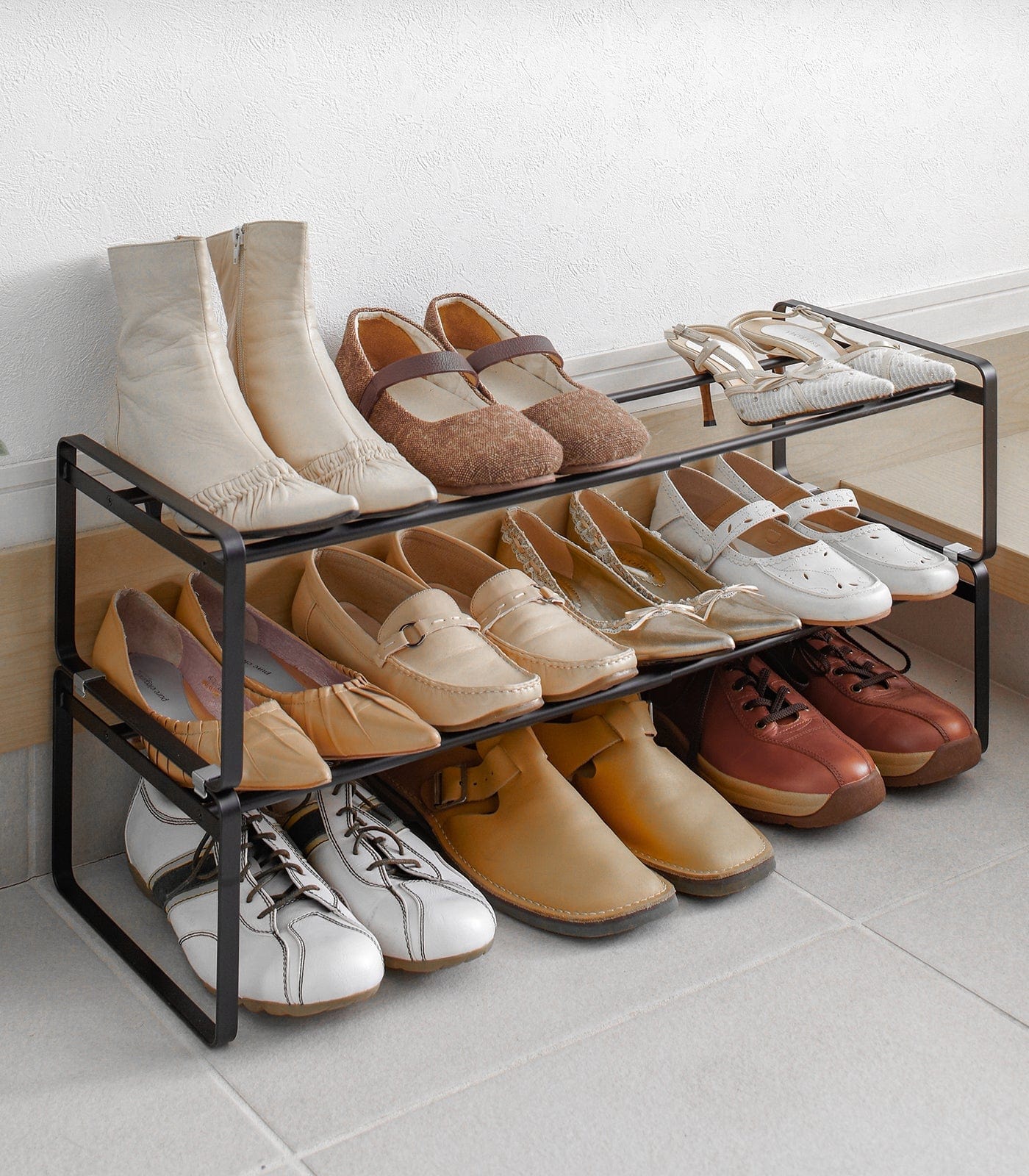 Stackable Shoe Rack (7" H) - Steel Expanded Black in Home