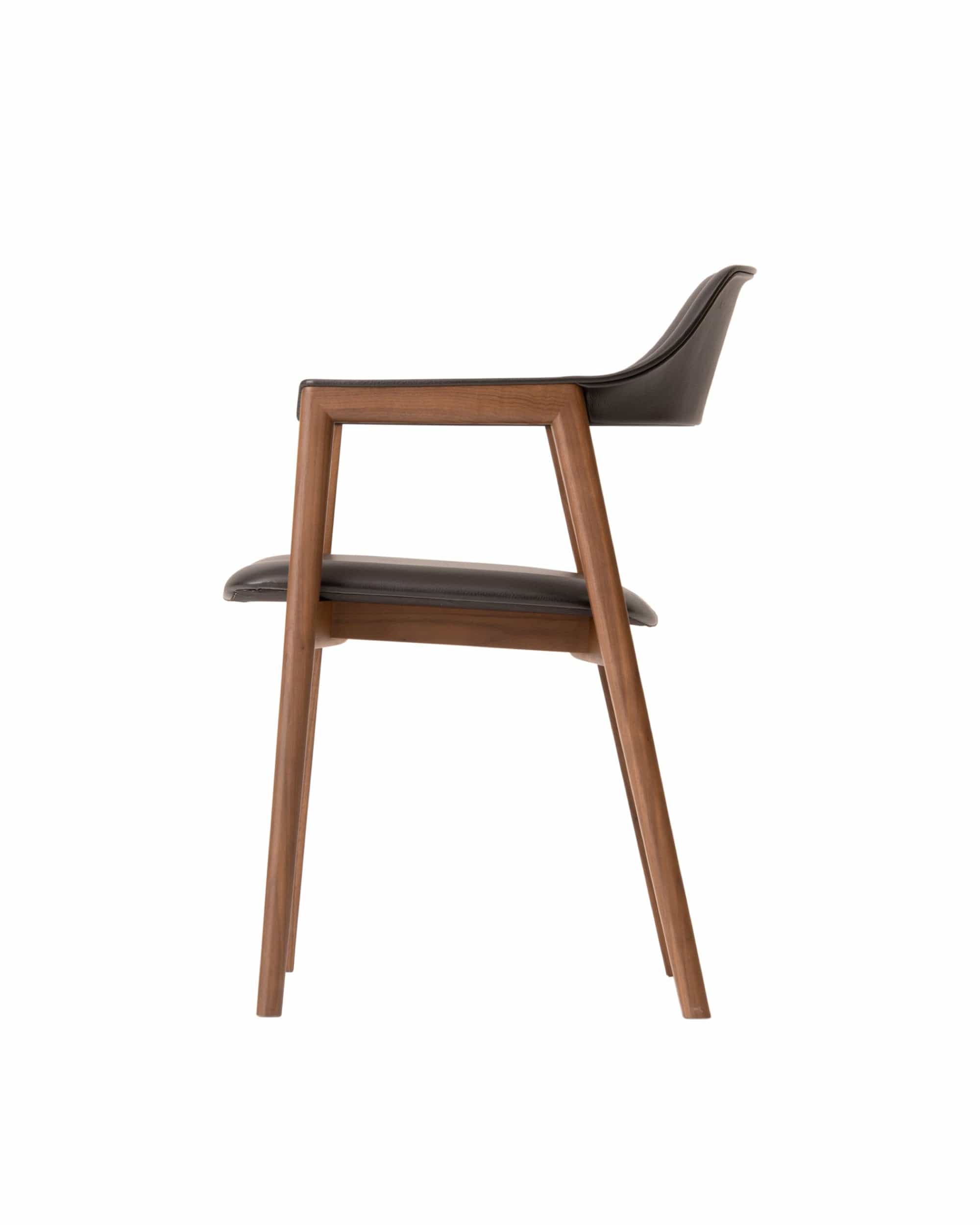 TEN Armchair Upholstered Back (upholstered seat), Walnut Natural - Quick Ship / L3 BQ-BL Side View