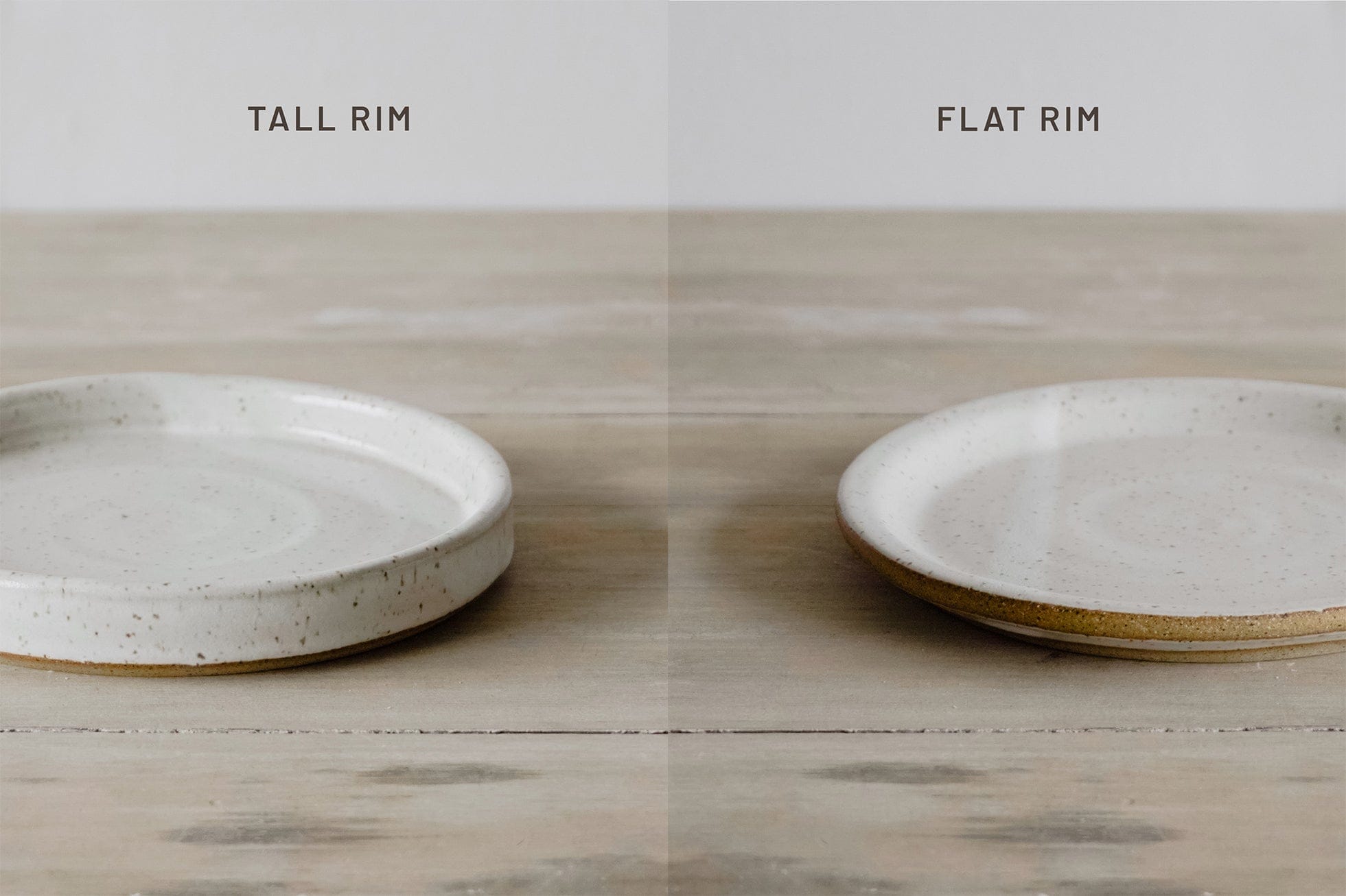 Tall rim vs flat rim handmade earthenware plate comparison
