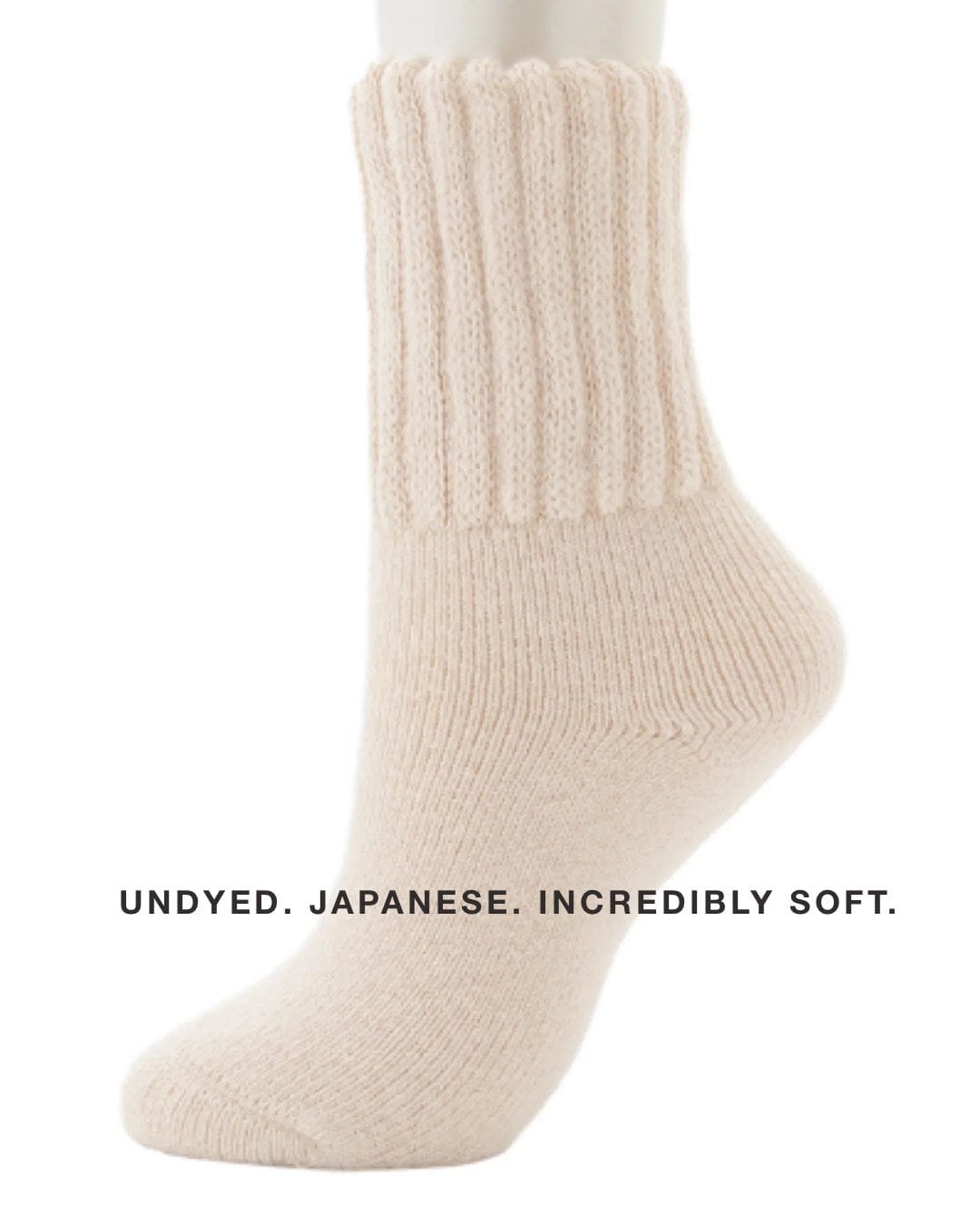 Undyed Organic Cotton Japanese Crew Socks in cream available at Japandi Supply House