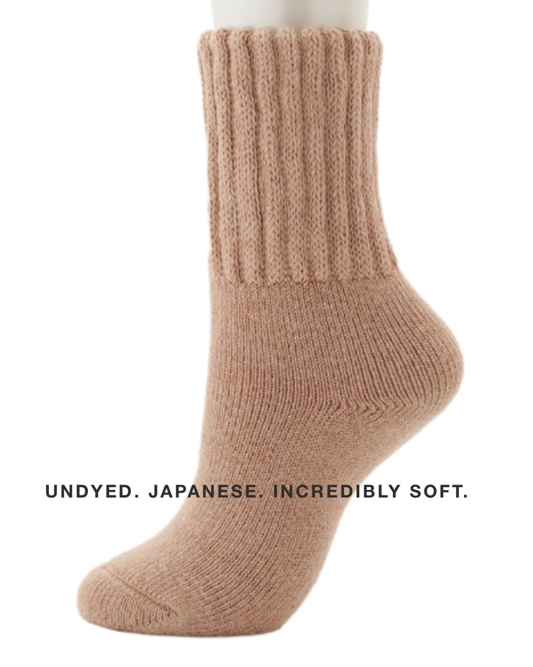 Undyed Organic Cotton Japanese Crew Socks in latte available at Japandi Supply House