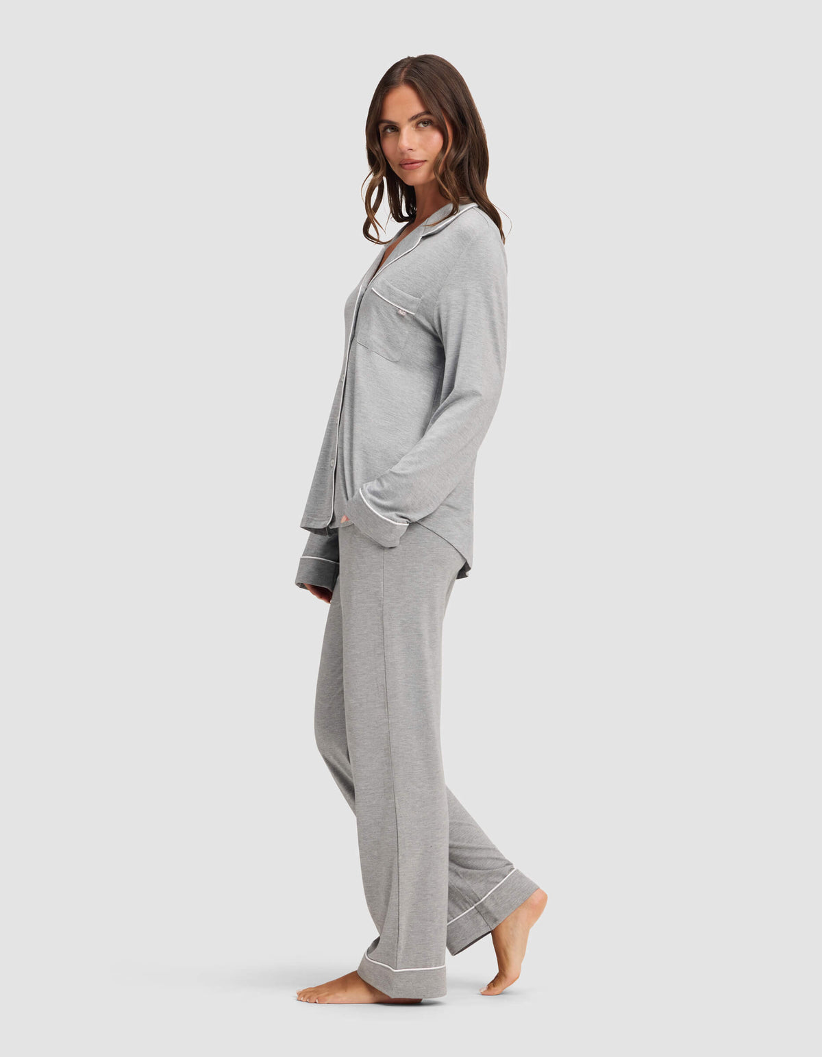 Women's Bamboo Stretch-Knit Long Sleeve Pajama Set - Petite