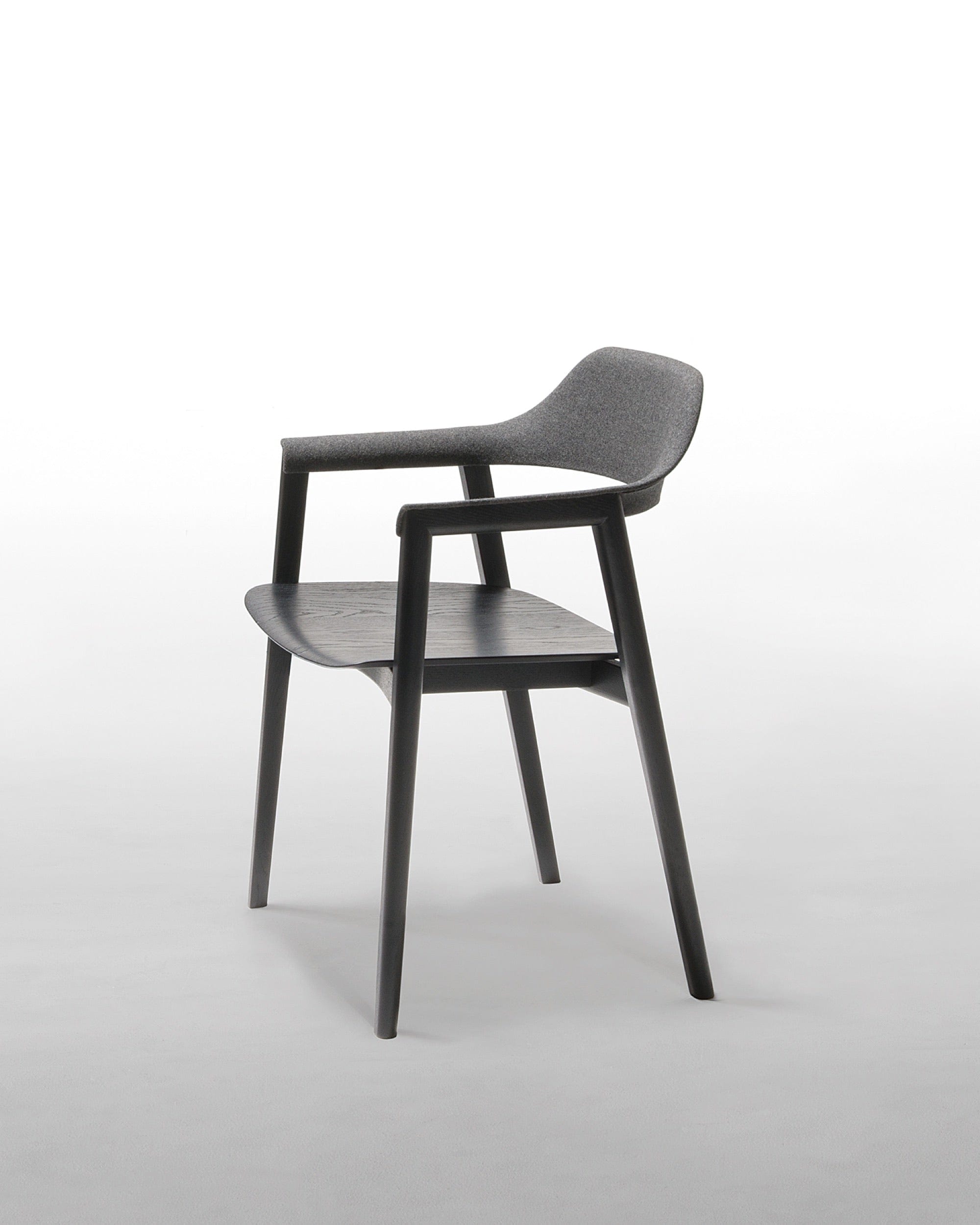 TEN Armchair Upholstered Back (Wooden Seat) Japanese Ash Black
