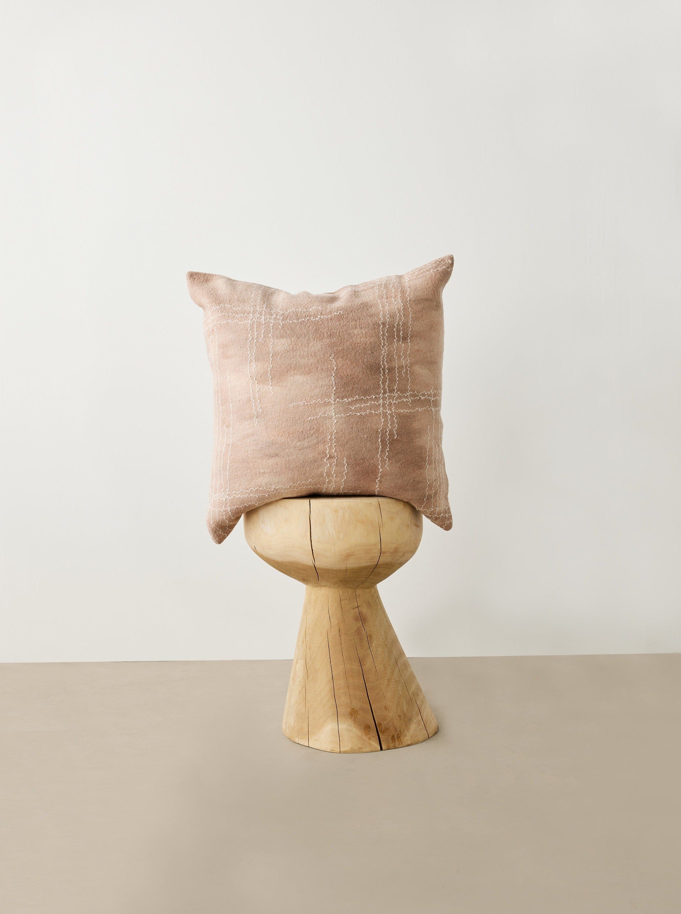 Linear Dusty Rose Hand-Felted Merino Wool Throw Pillow