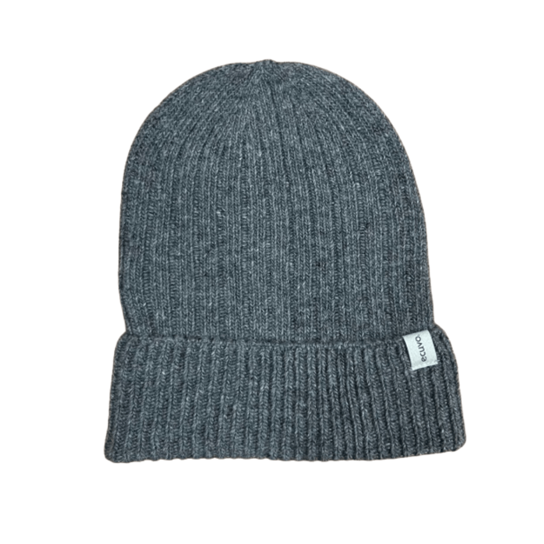 Recycled Wool-Blend Japanese Knit Beanie in Charcoal Gray