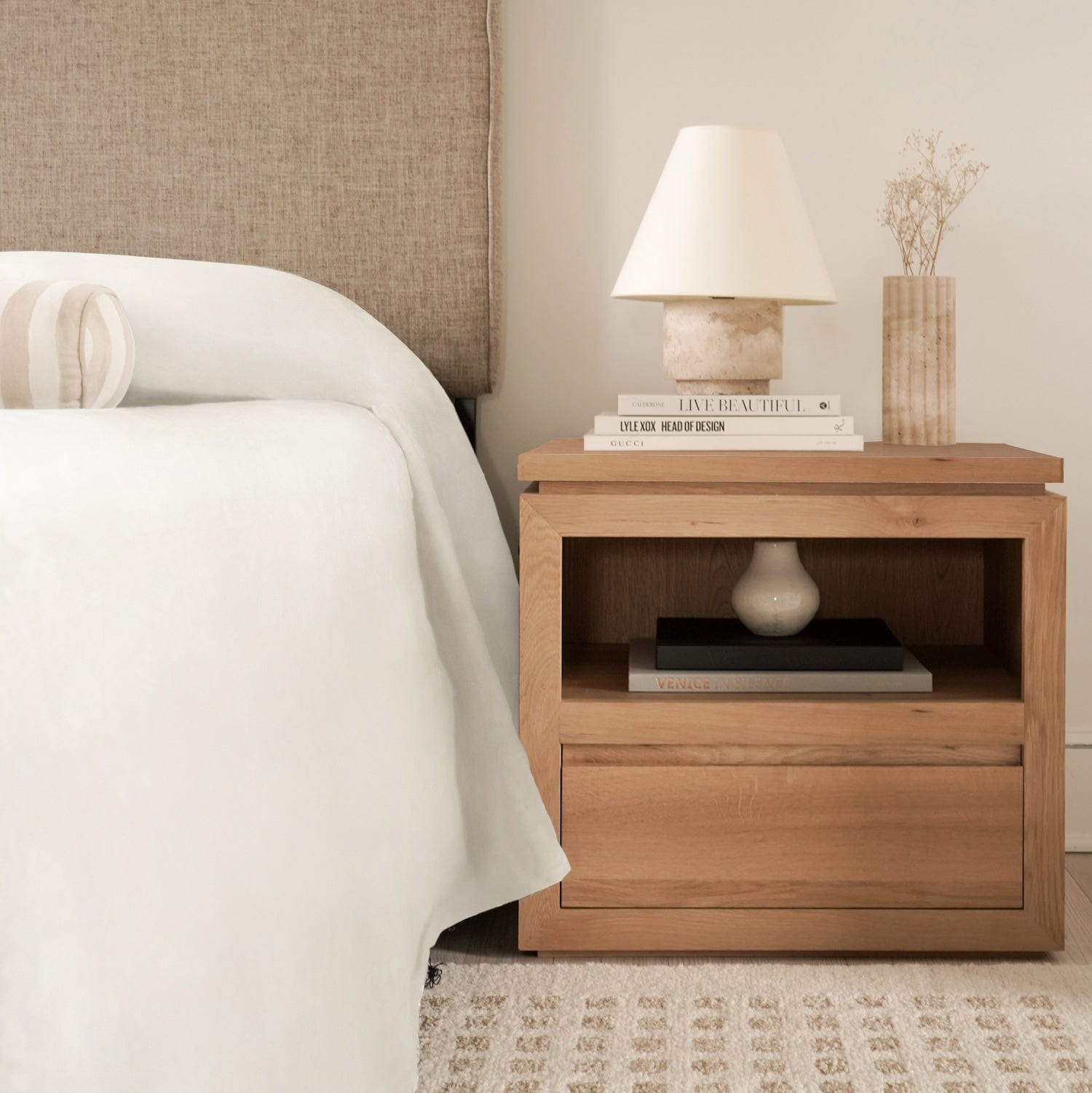 Sofita Wood Nightstand - White Oak