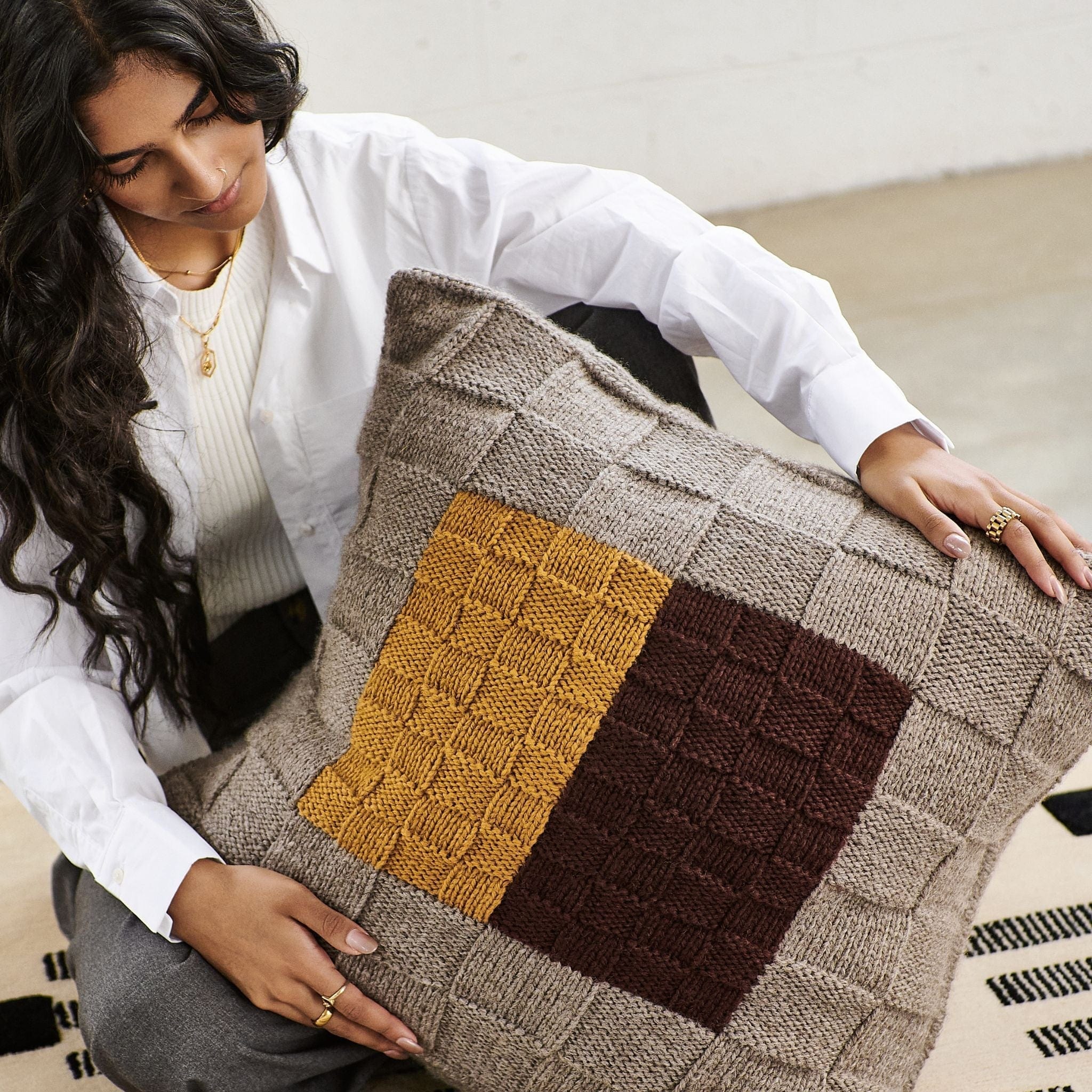 Andes Topaz Hand Knitted Andes Wool Pillow