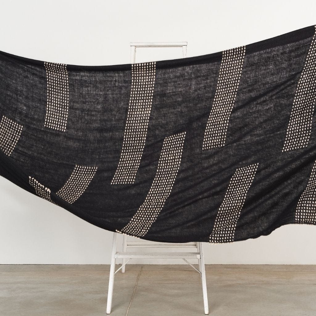 Walnut Black Yak With Hand Knotted Merino Stripes Handloom Throw