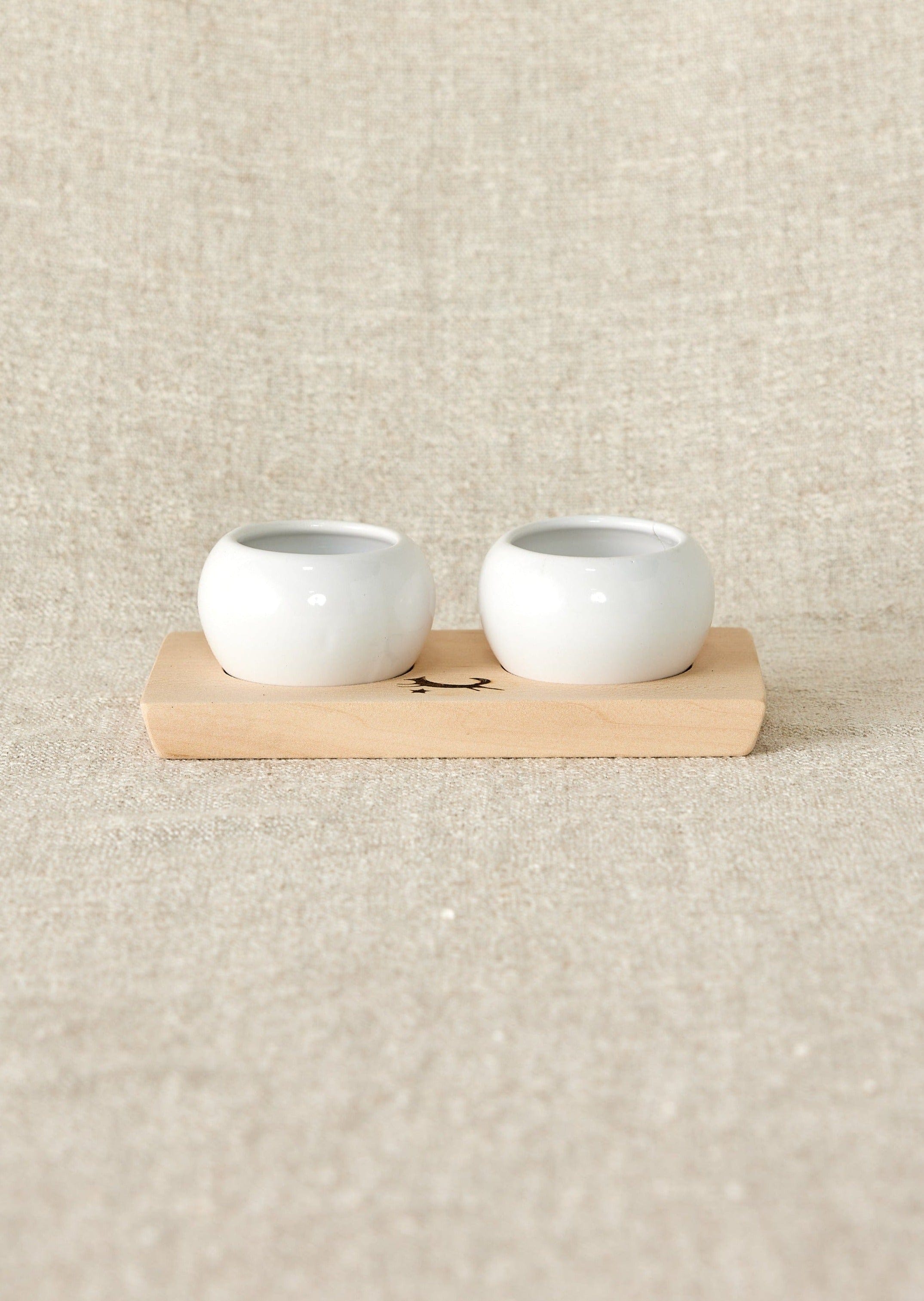 Dipping & Spice Wooden and Ceramic Bowl Pair