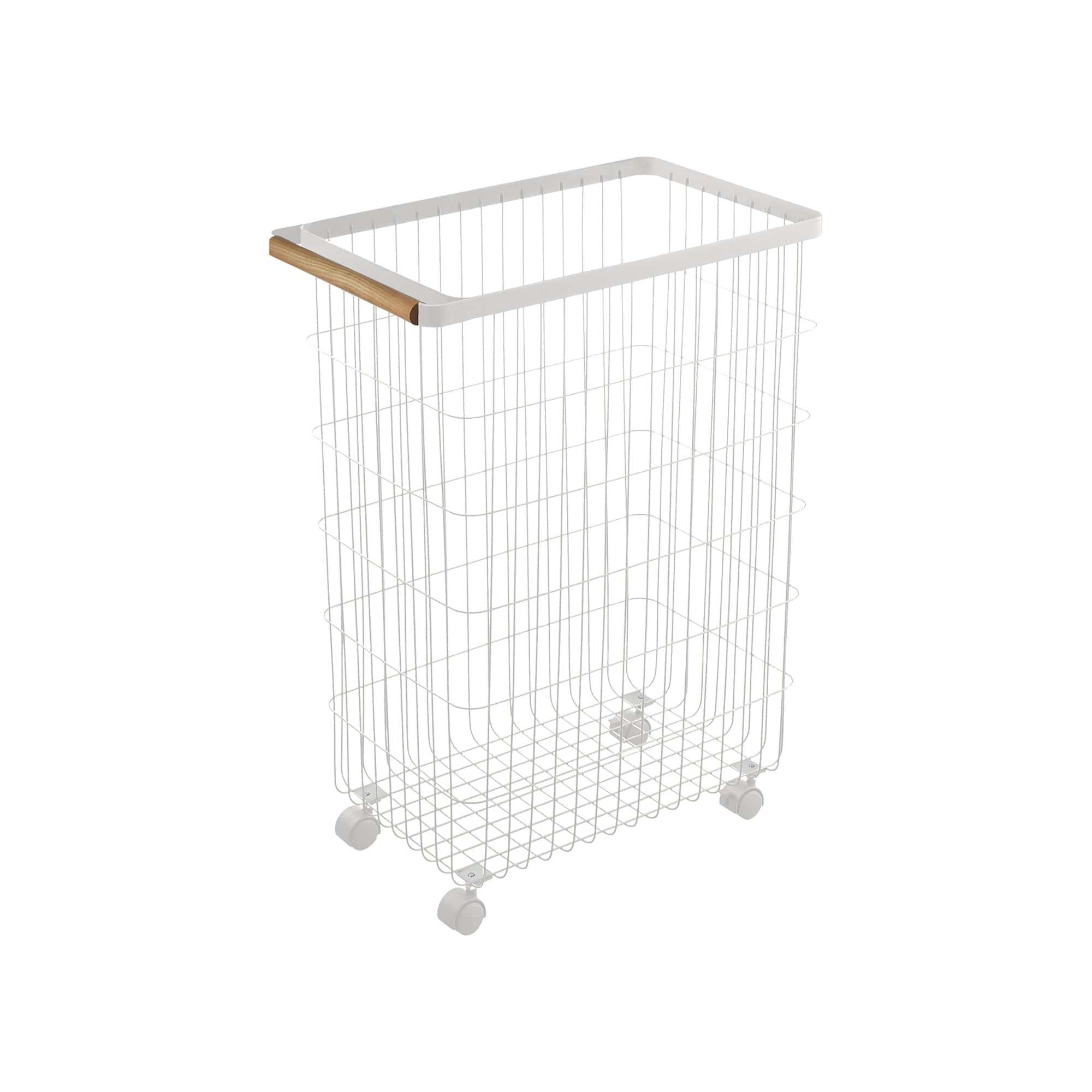 Rolling Wire Basket (24" H) - Steel + Wood